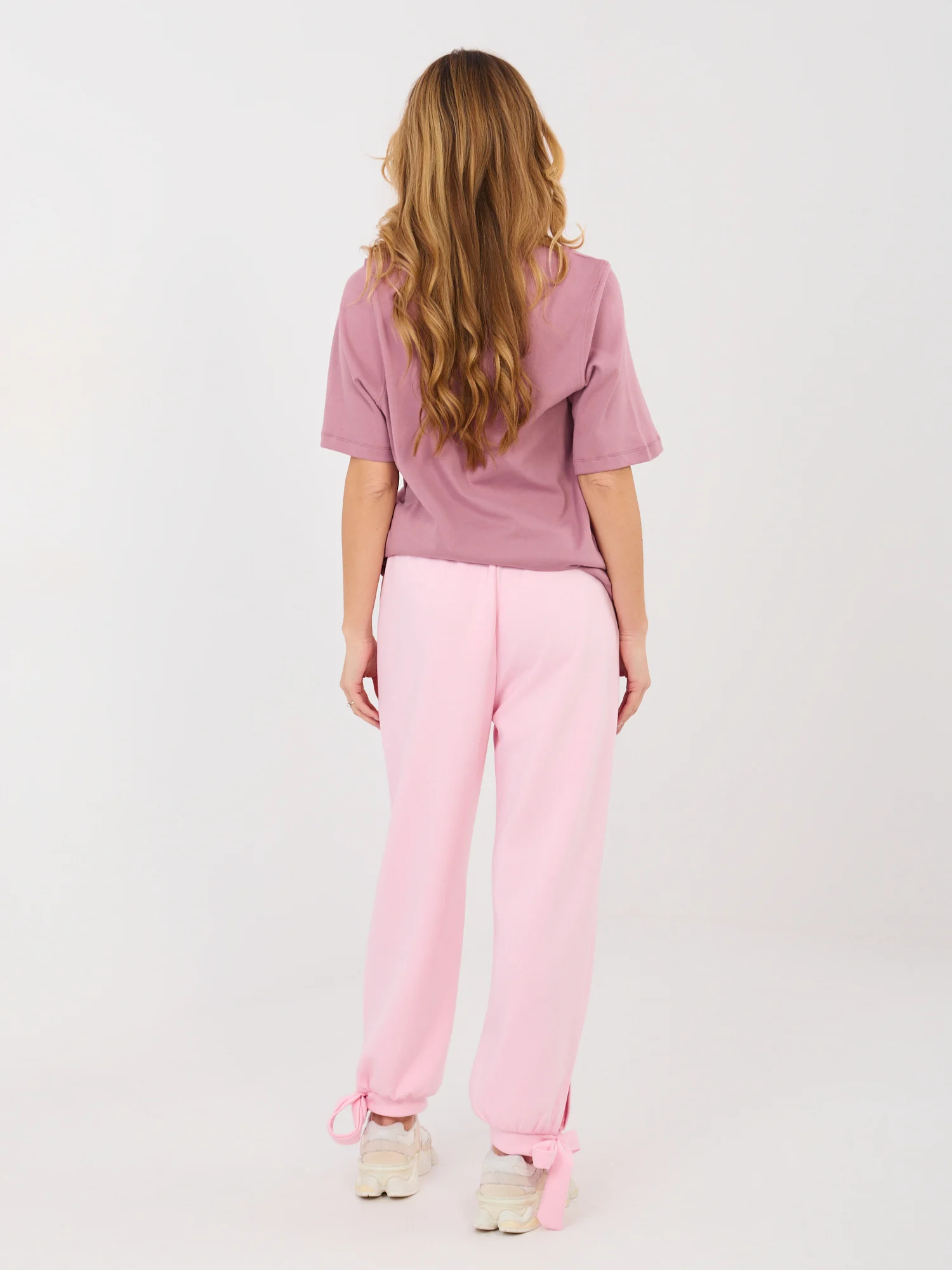Pantaloni Dama Mansete elastice, Guler inalt, ITALY MODA, Roz Eleganta Office - imagine 3