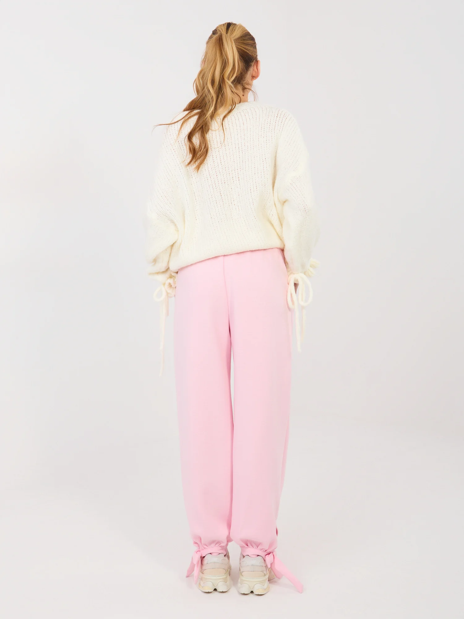 Pantaloni Dama Mansete elastice, Guler inalt, ITALY MODA, Roz Casual - imagine 6
