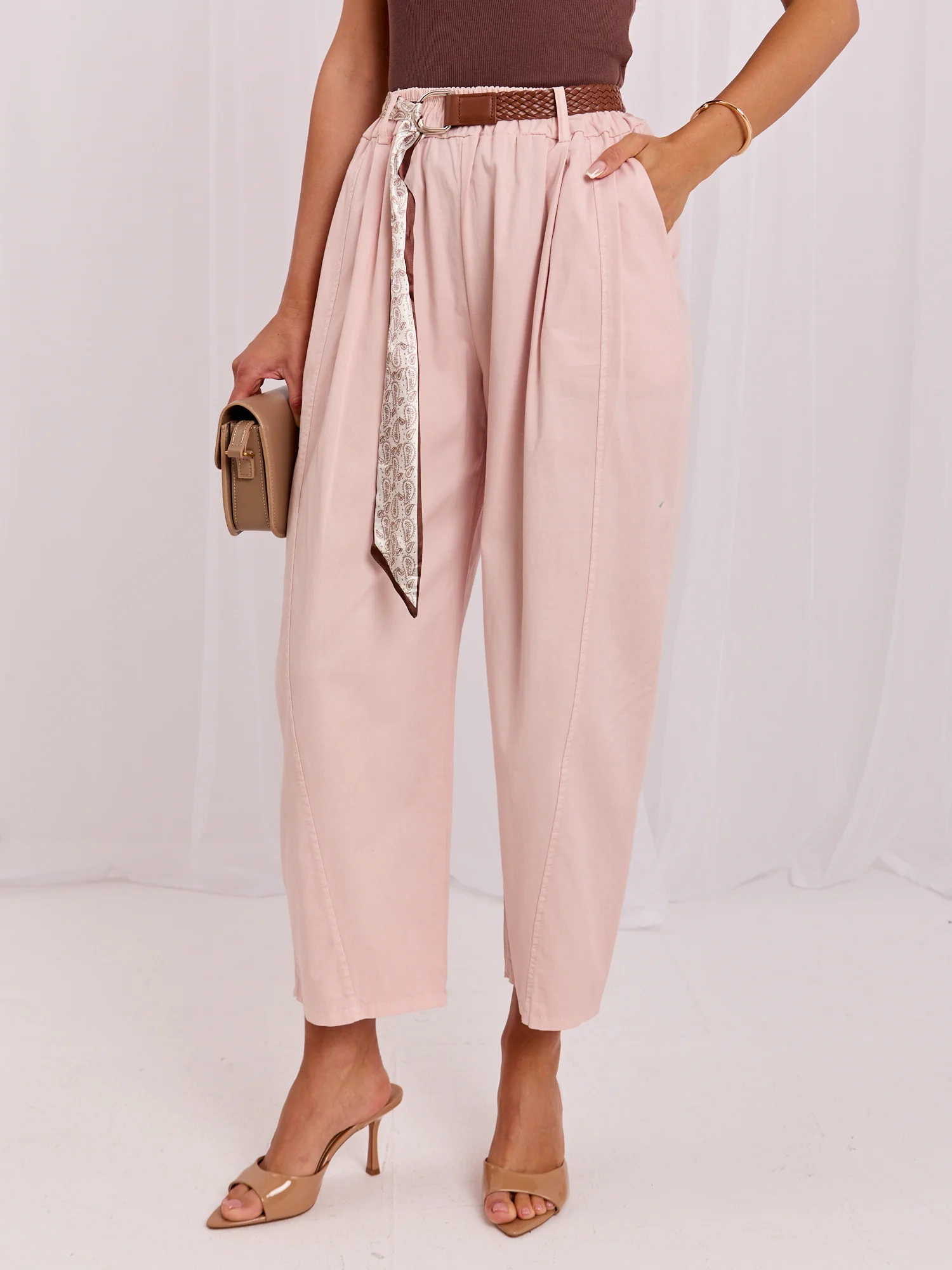 Pantaloni Dama 7/8, Conica, ITALY MODA, Roz Eleganta Office - imagine 5