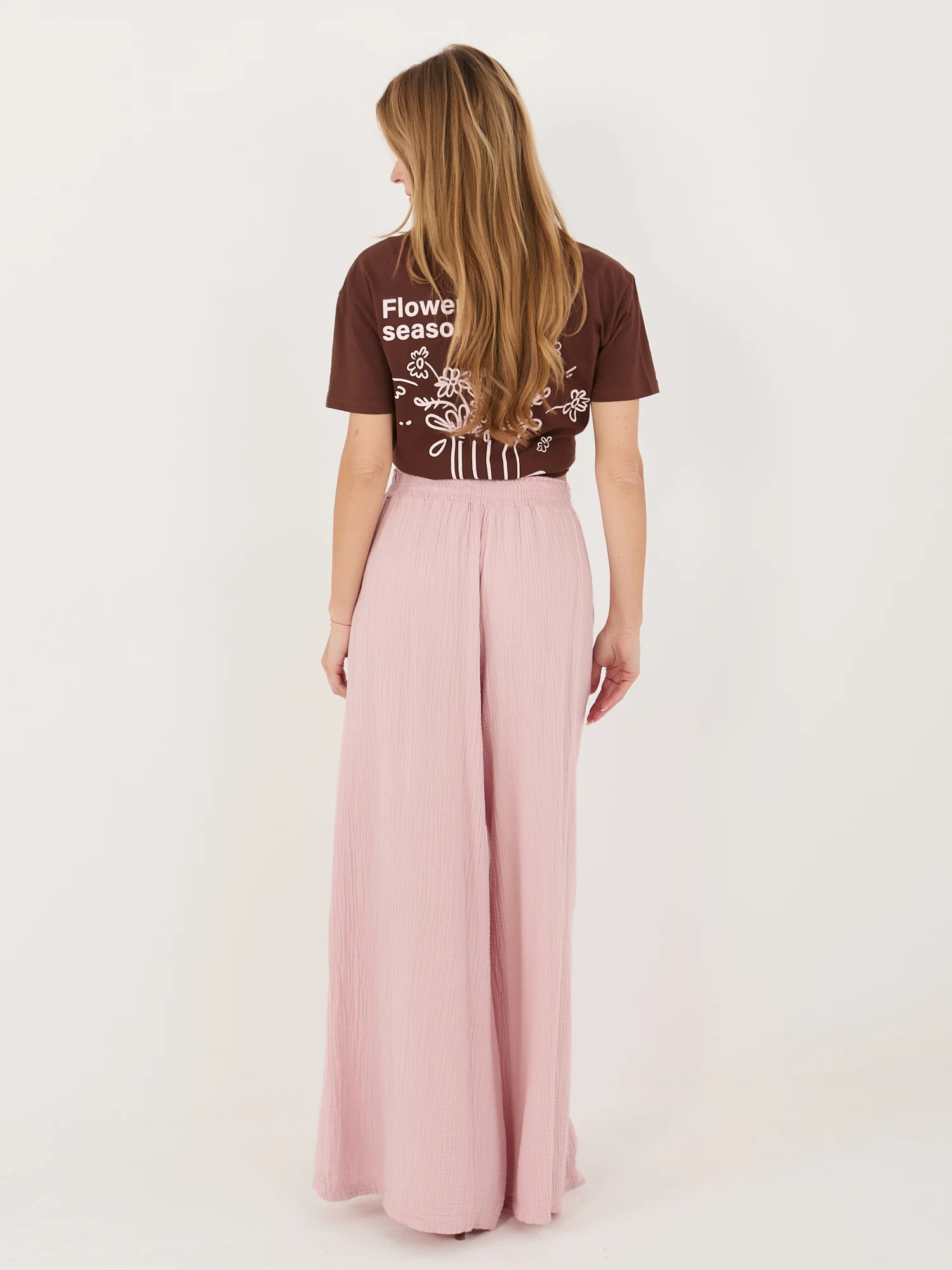 Pantaloni Dama Lunga, Larga, ITALY MODA, Roz - imagine 6