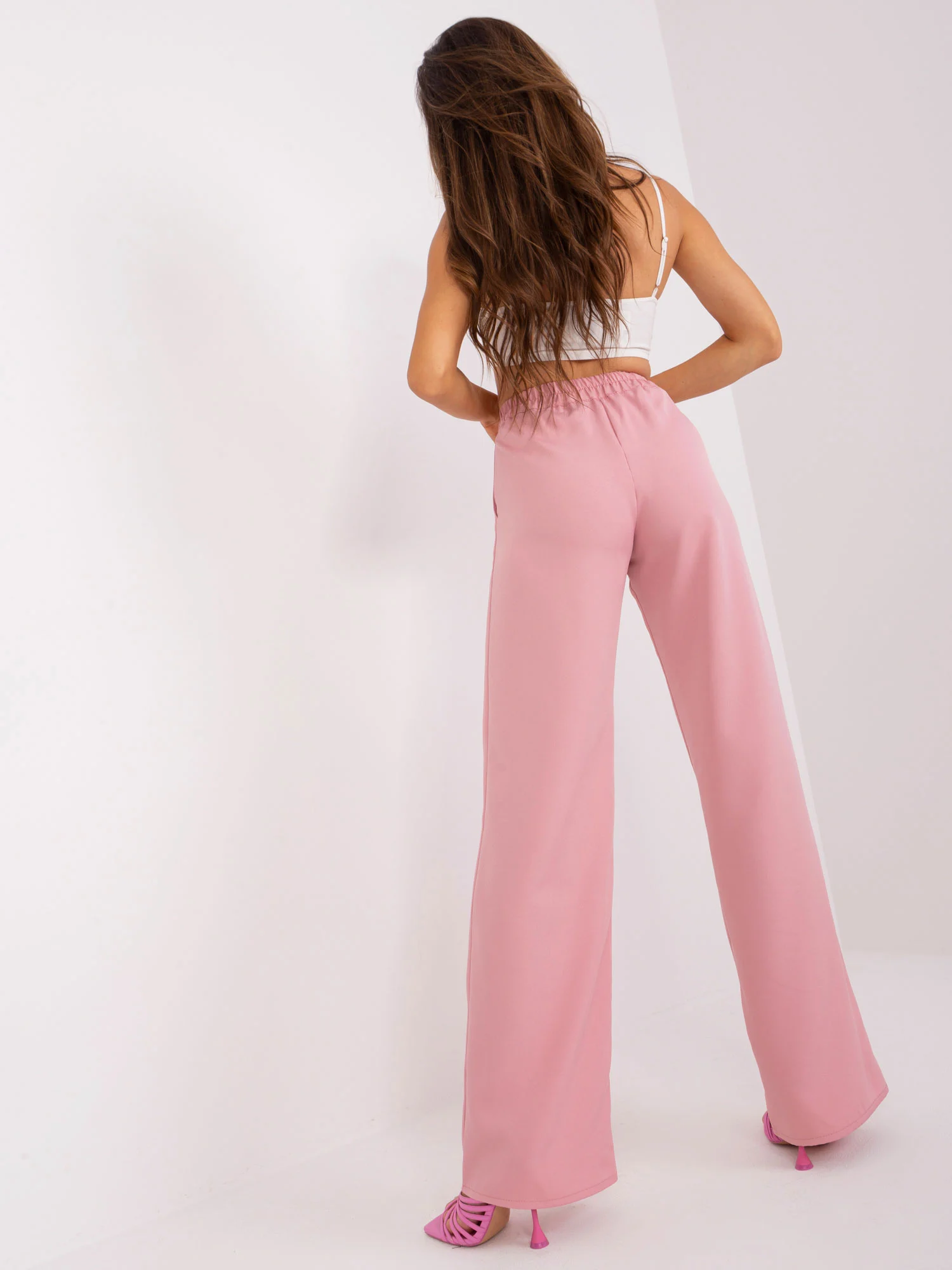 Pantaloni Dama Elegant, Guler inalt, LAKERTA, Roz de Petrecere - imagine 3