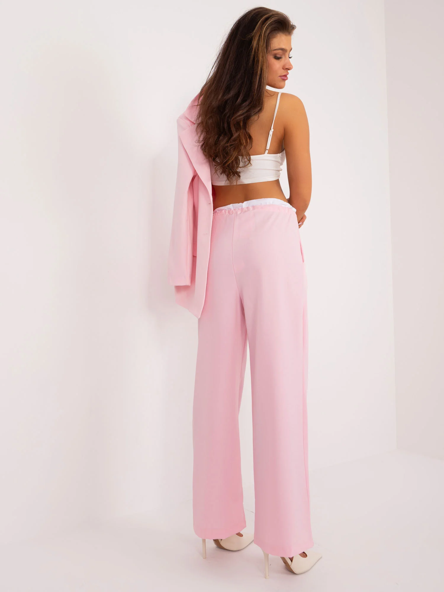 Pantaloni Dama Elegant, Guler inalt, ITALY MODA, Roz de Petrecere - imagine 4
