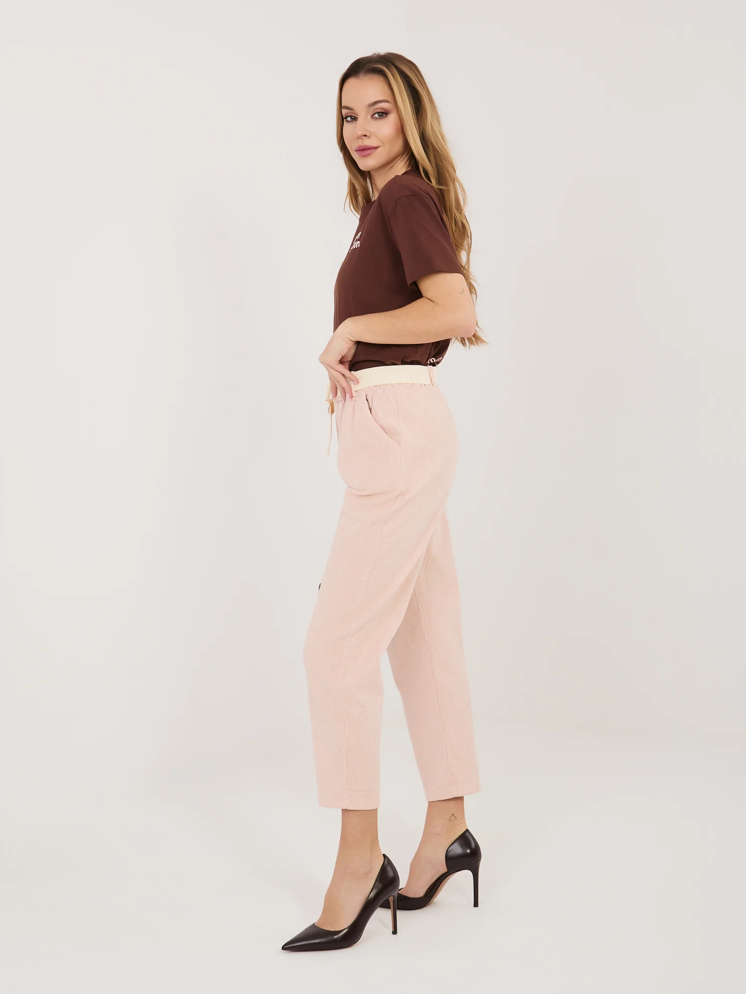 Pantaloni Dama 7/8, Conica, ITALY MODA, Roz Eleganta Office - imagine 2