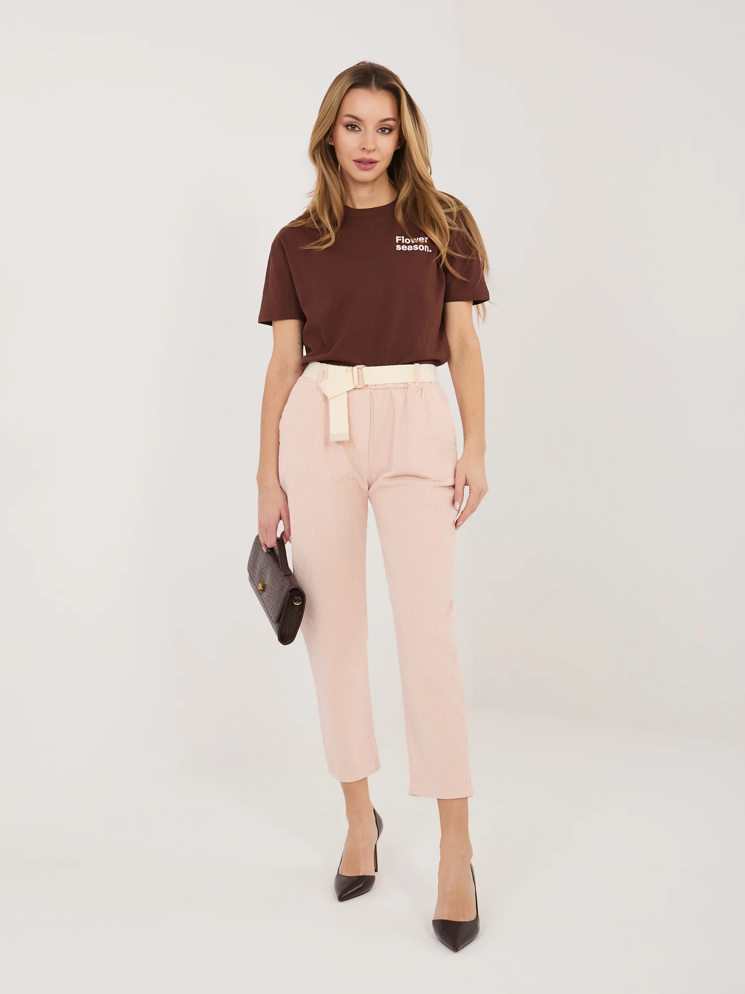 Pantaloni Dama 7/8, Conica, ITALY MODA, Roz Eleganta Office - imagine 4