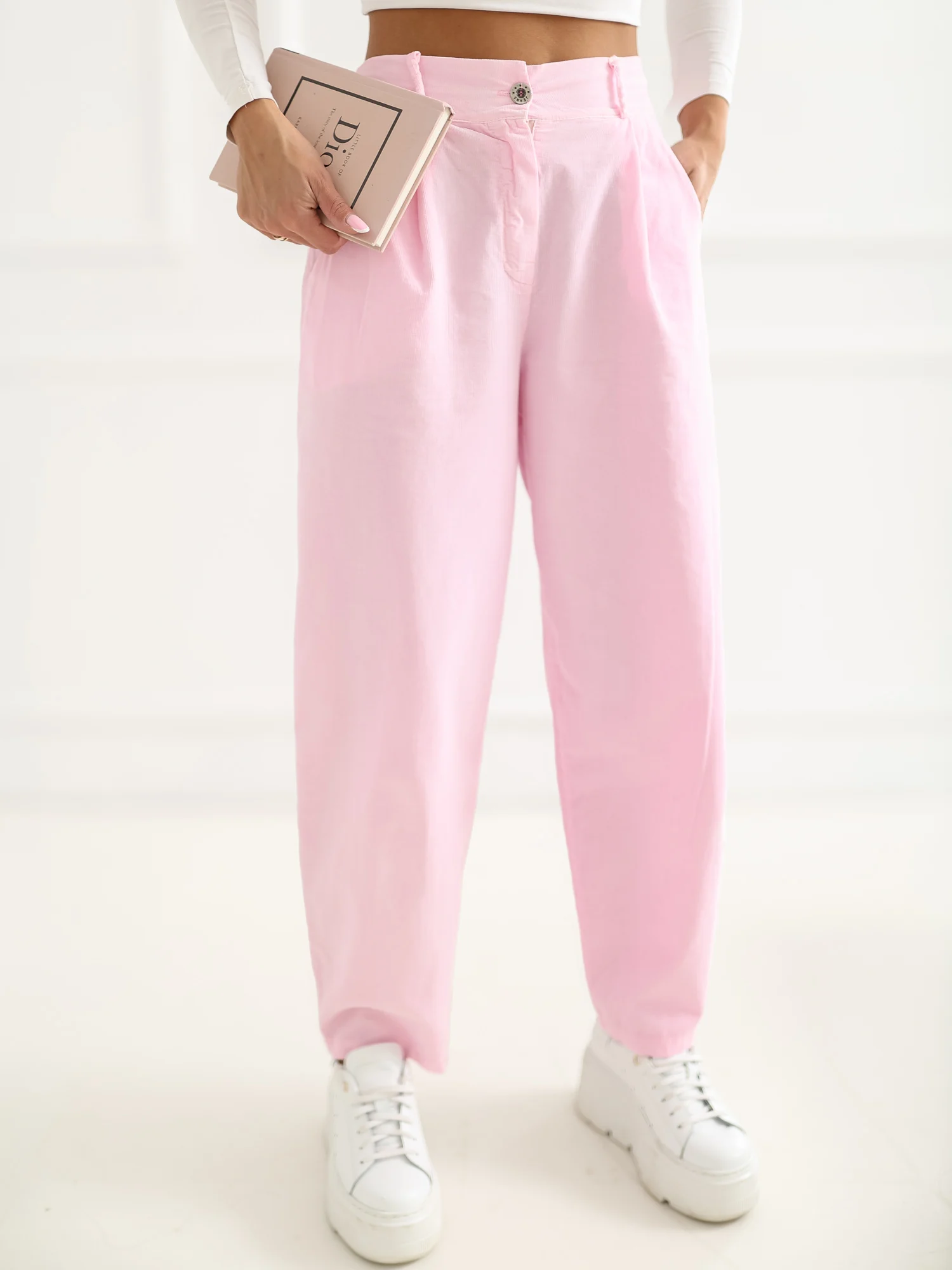 Pantaloni Dama 7/8, Conica, RUE PARIS, Roz - imagine 5