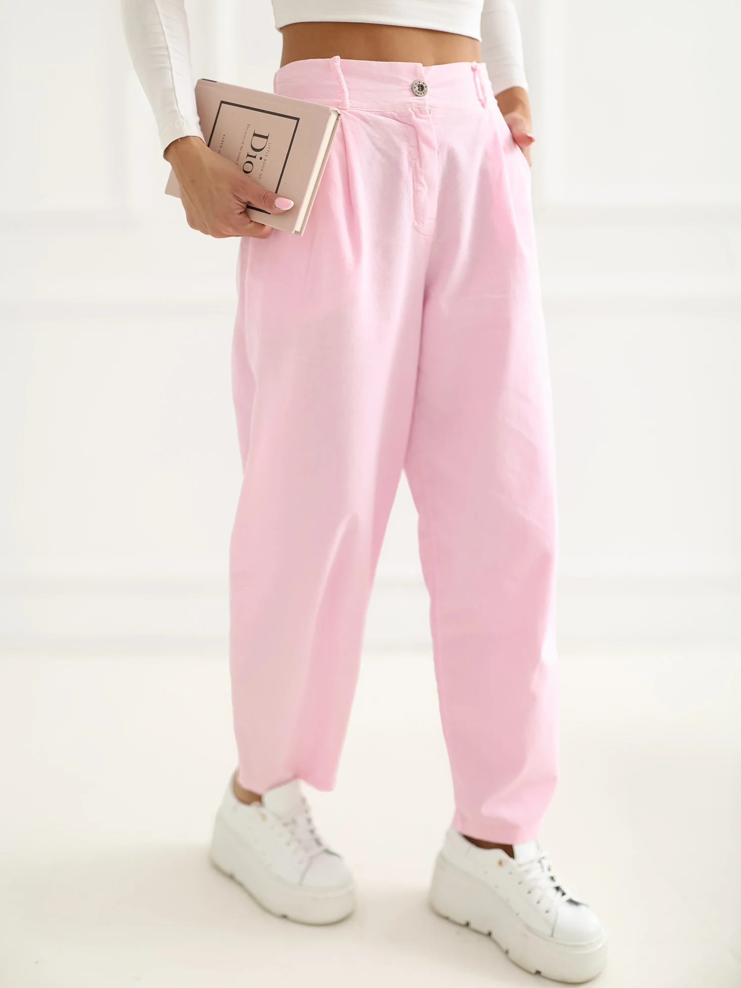 Pantaloni Dama 7/8, Conica, RUE PARIS, Roz - imagine 6