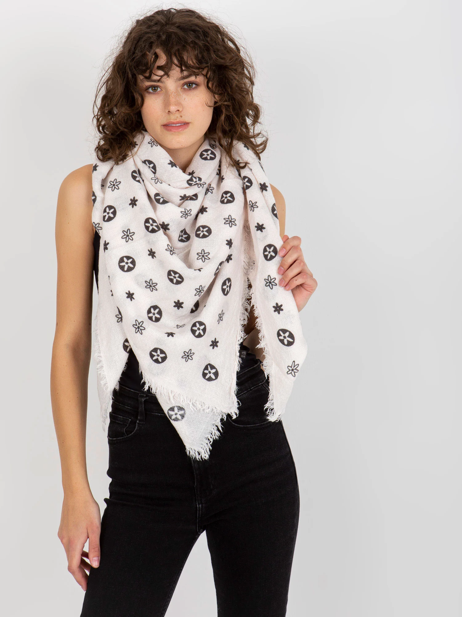 Bandana Dama Imprimat, Acril, Fashion Hunters, Roz - imagine 3