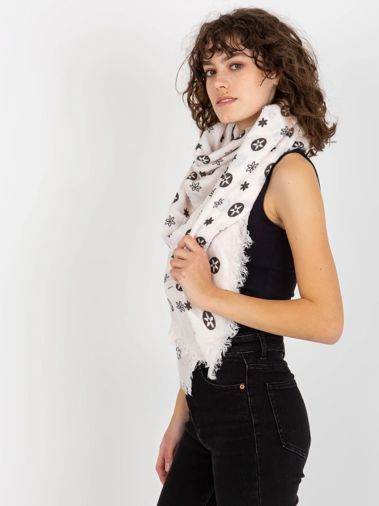 Bandana Dama Imprimat, Acril, Fashion Hunters, Roz - imagine 2