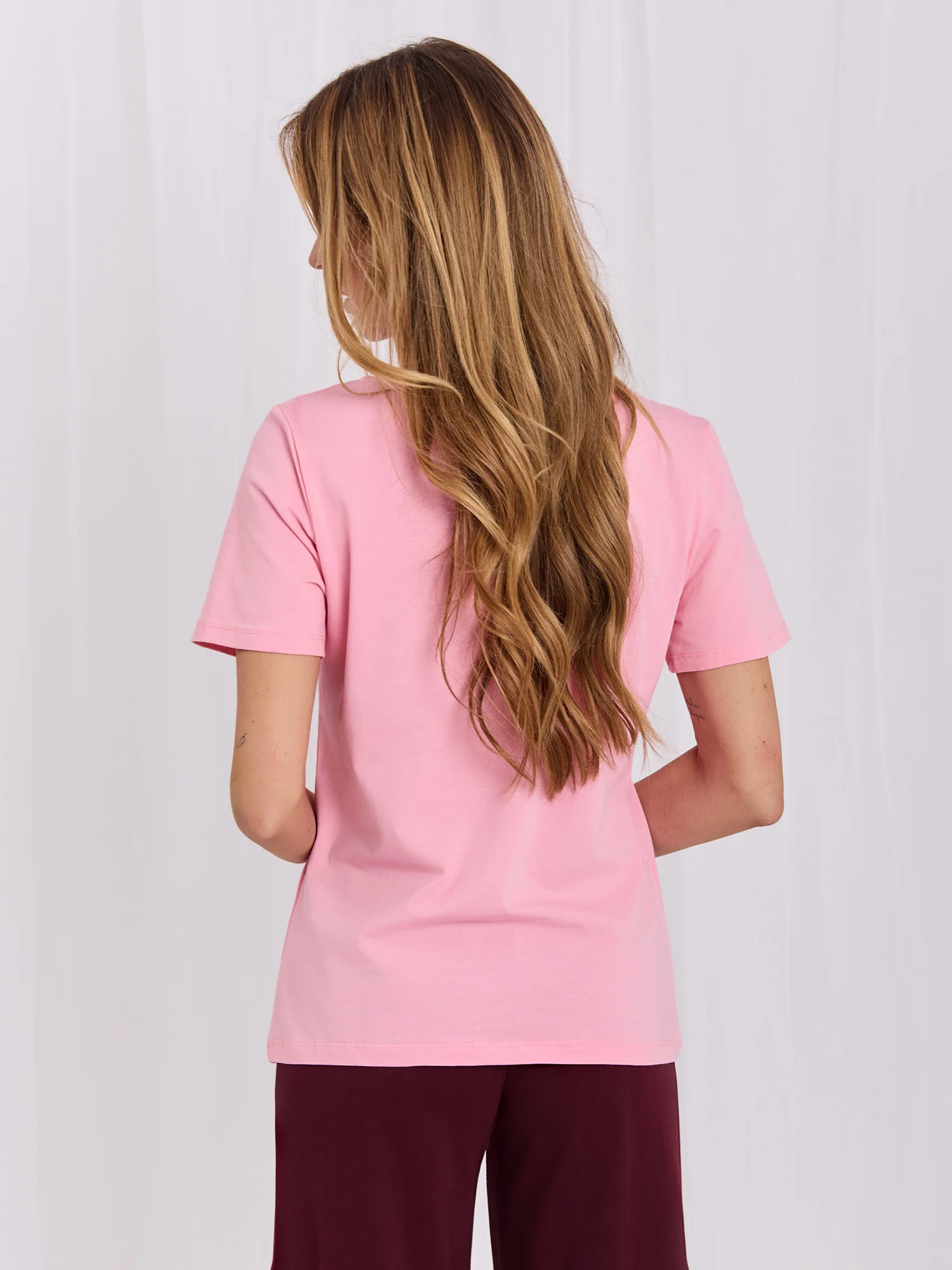 Tricou Dama Mini, Decolteu in V, RUE PARIS, Roz Casual - imagine 3