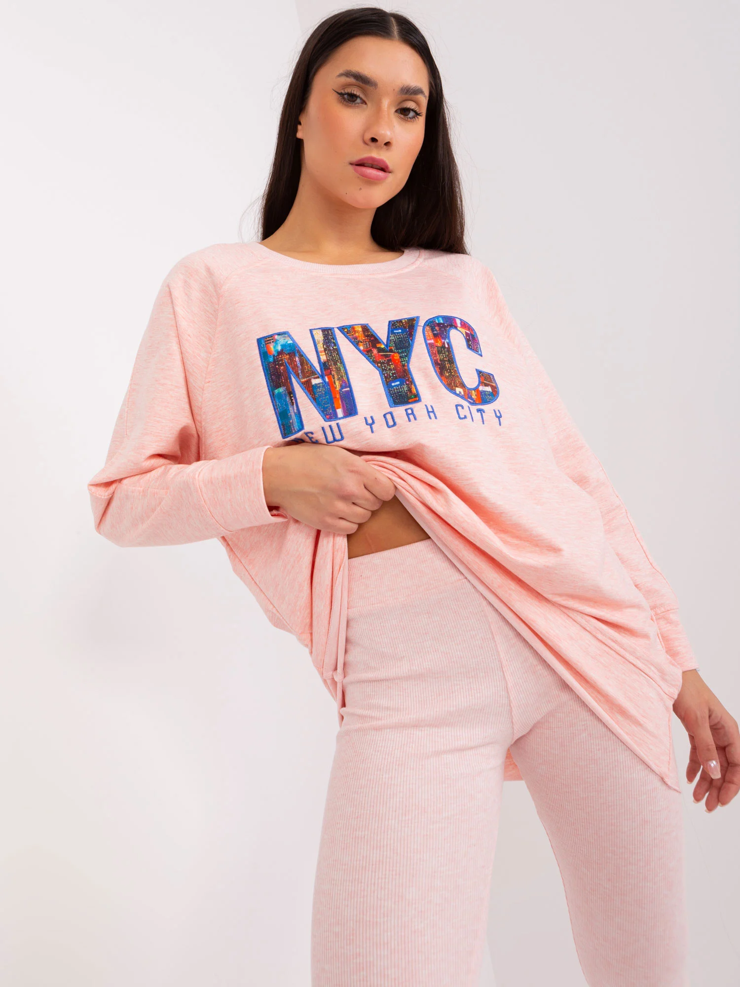 Compleu Dama Dungi, Sport, My Red Lips, Roz Casual - imagine 3