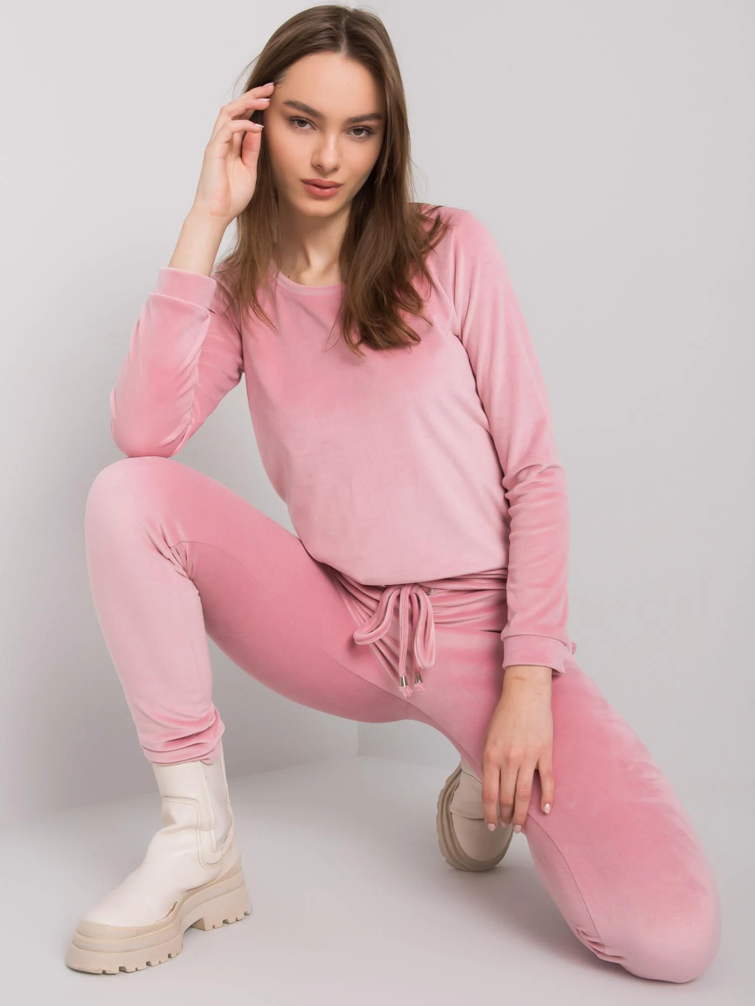 Compleu Dama Maneca lunga, Decolteu rotund, RUE PARIS, Roz - imagine 5