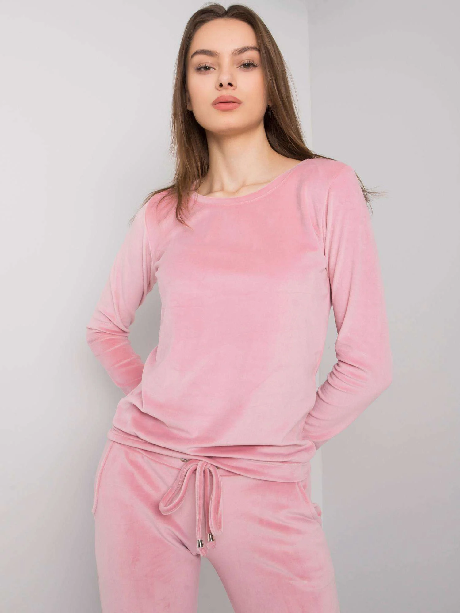 Compleu Dama Maneca lunga, Decolteu rotund, RUE PARIS, Roz - imagine 3