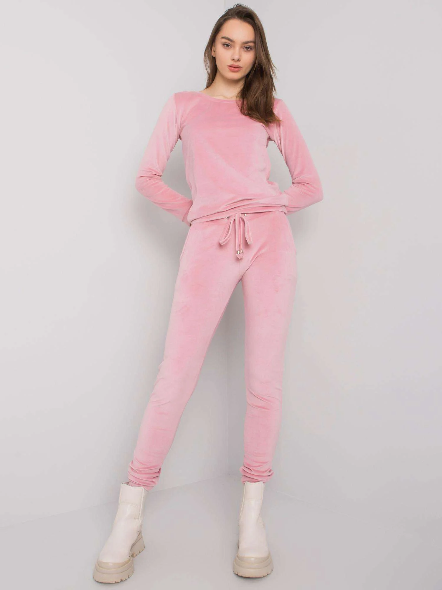 Compleu Dama Maneca lunga, Decolteu rotund, RUE PARIS, Roz - imagine 2