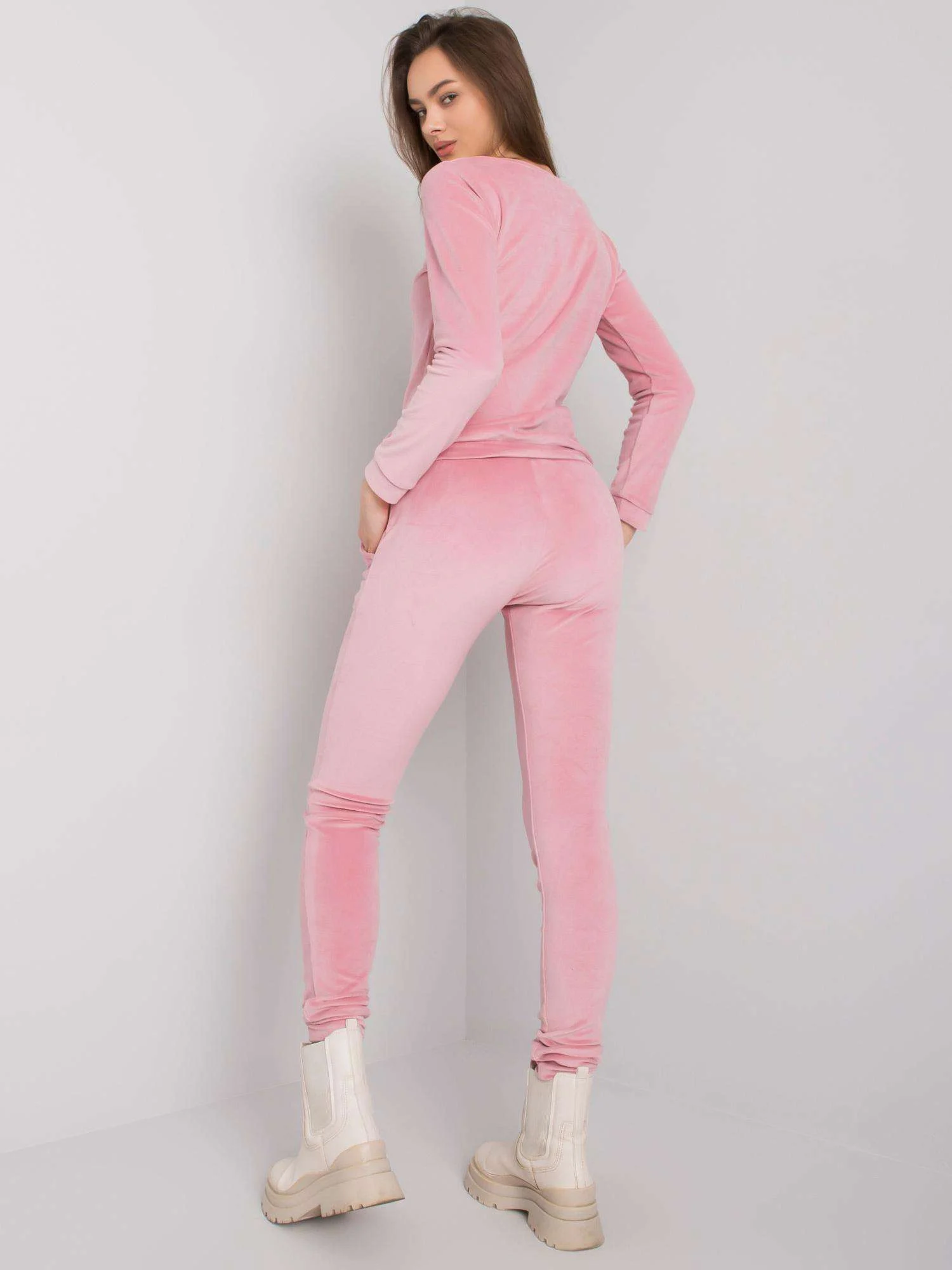 Compleu Dama Maneca lunga, Decolteu rotund, RUE PARIS, Roz - imagine 4