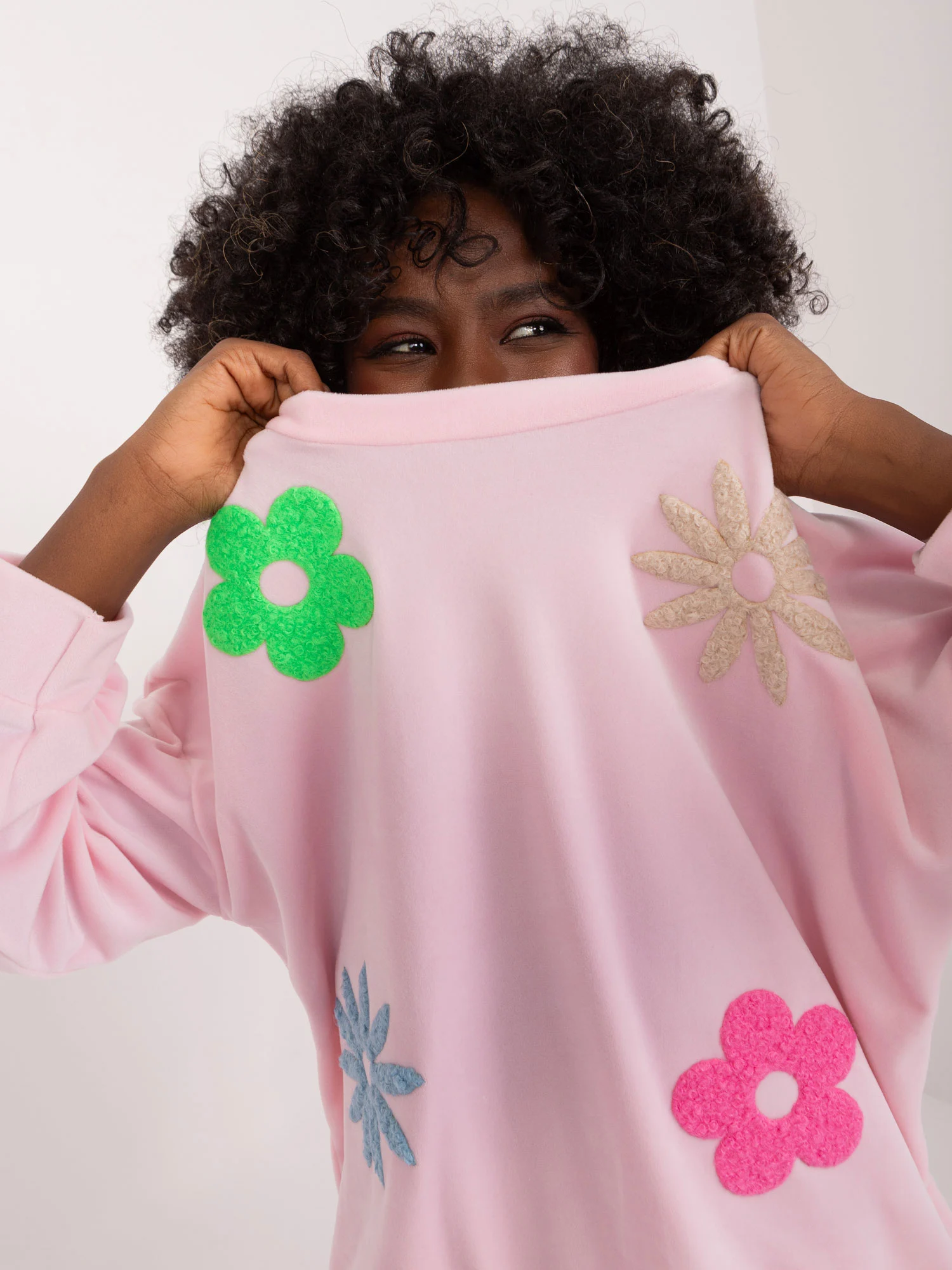 Compleu Dama Maneca lunga, Floral, ITALY MODA, Roz Casual - imagine 4