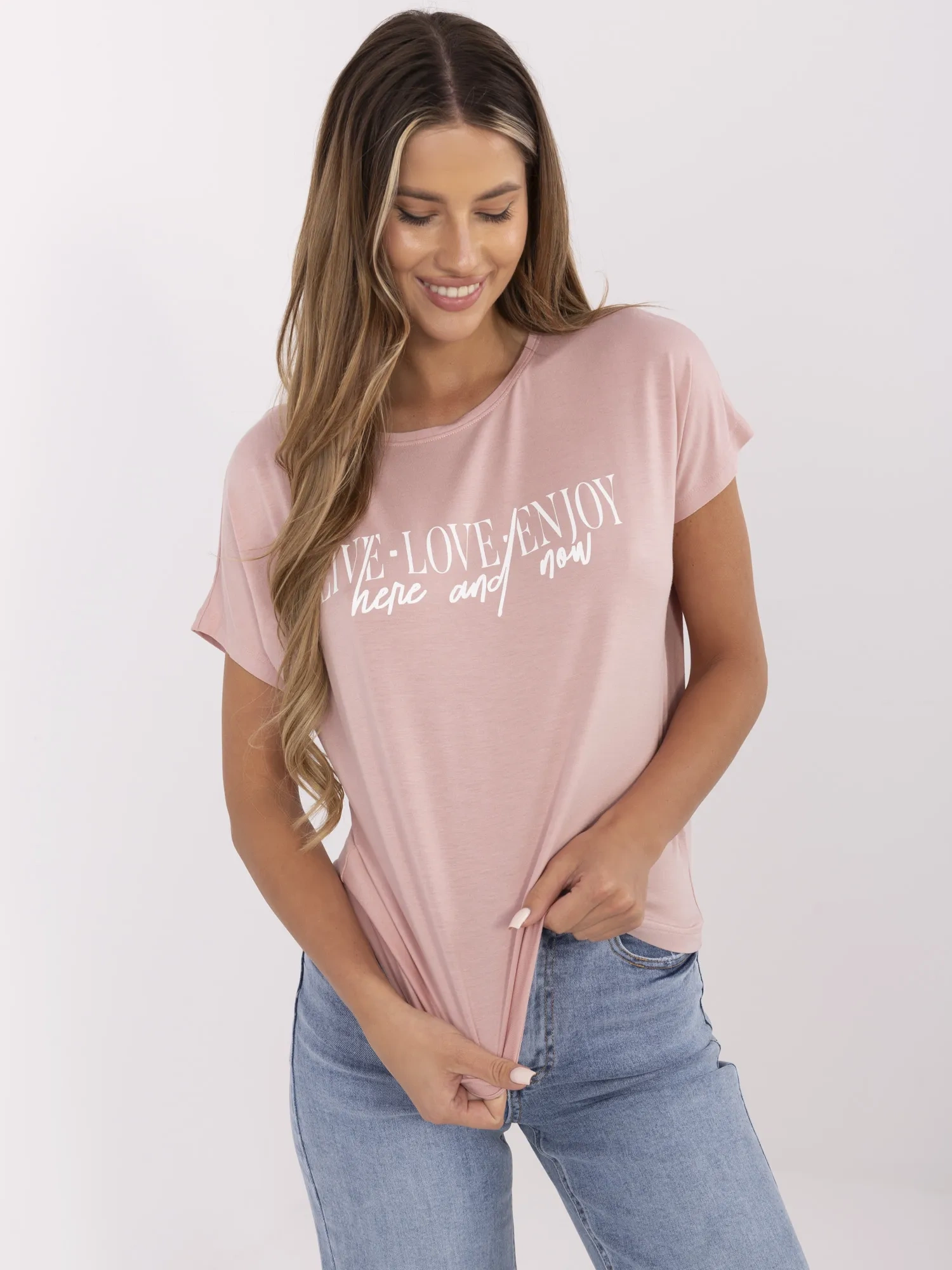 Tricou Dama Mini, Decolteu rotund, Sublevel, Roz Casual Marimi Mari - imagine 5