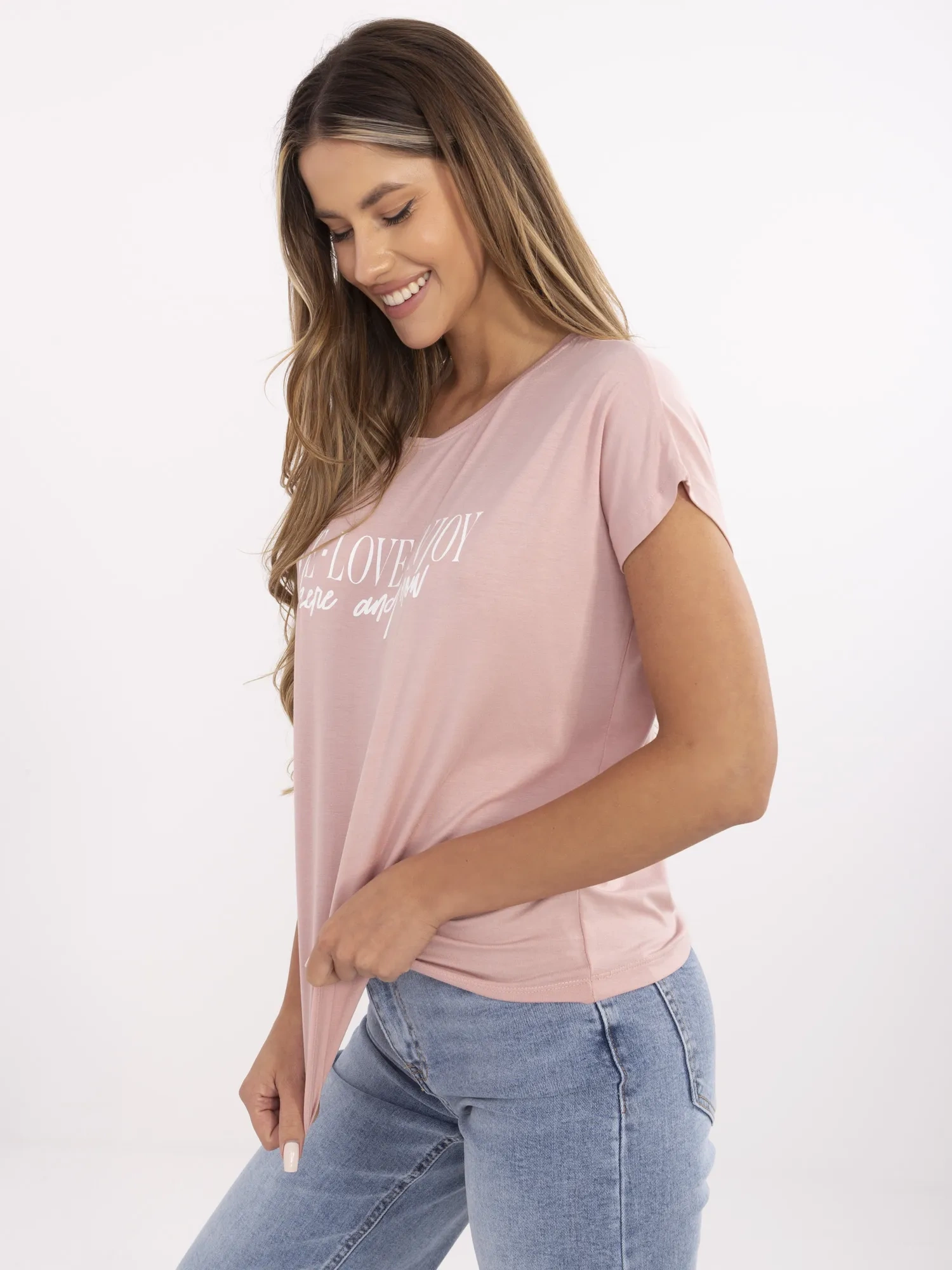 Tricou Dama Mini, Decolteu rotund, Sublevel, Roz Casual Marimi Mari - imagine 2
