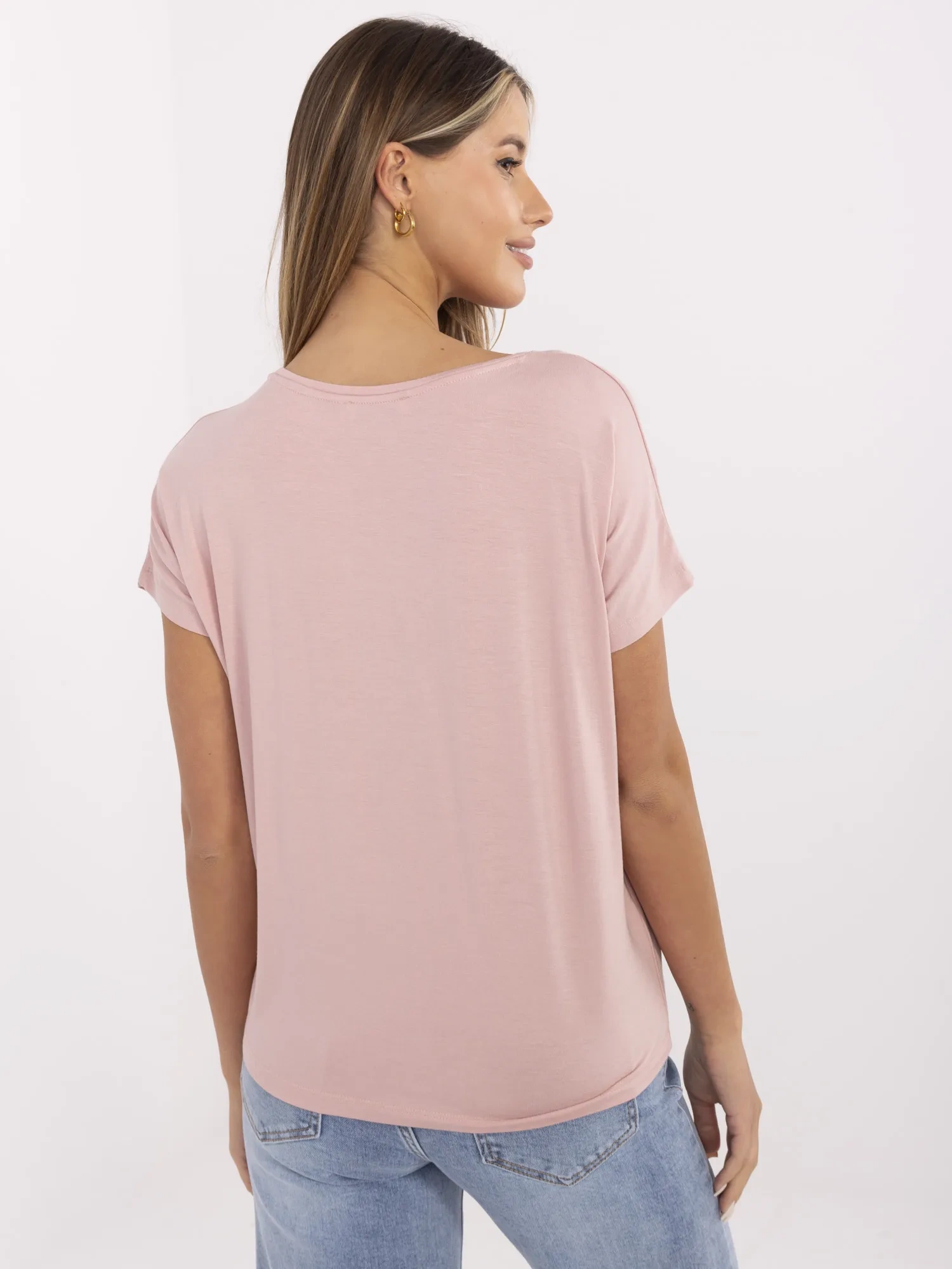 Tricou Dama Mini, Decolteu rotund, Sublevel, Roz Casual Marimi Mari - imagine 3