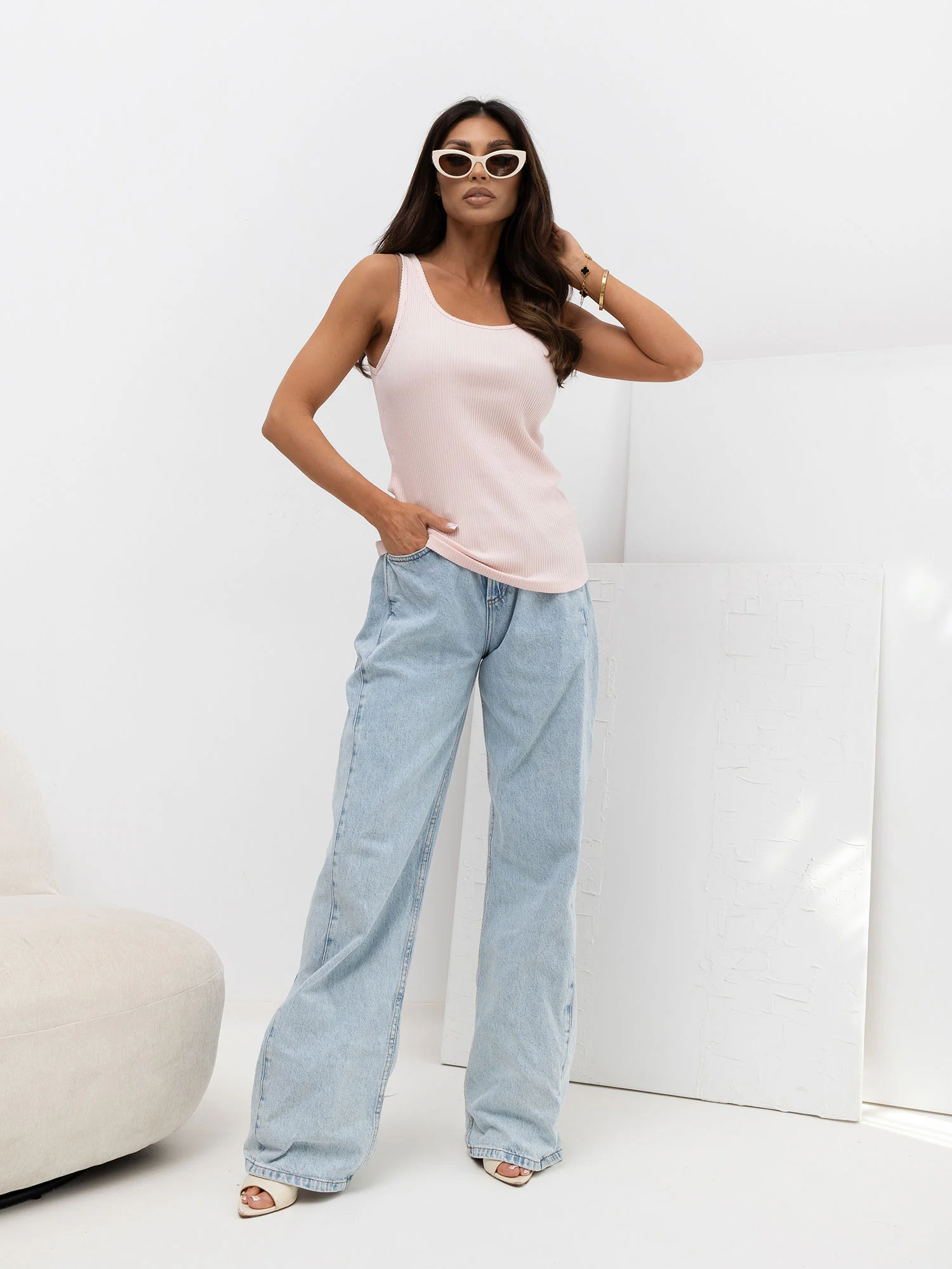 Top Dama Dungi, Decolteu rotund, RUE PARIS, Roz Casual - imagine 4