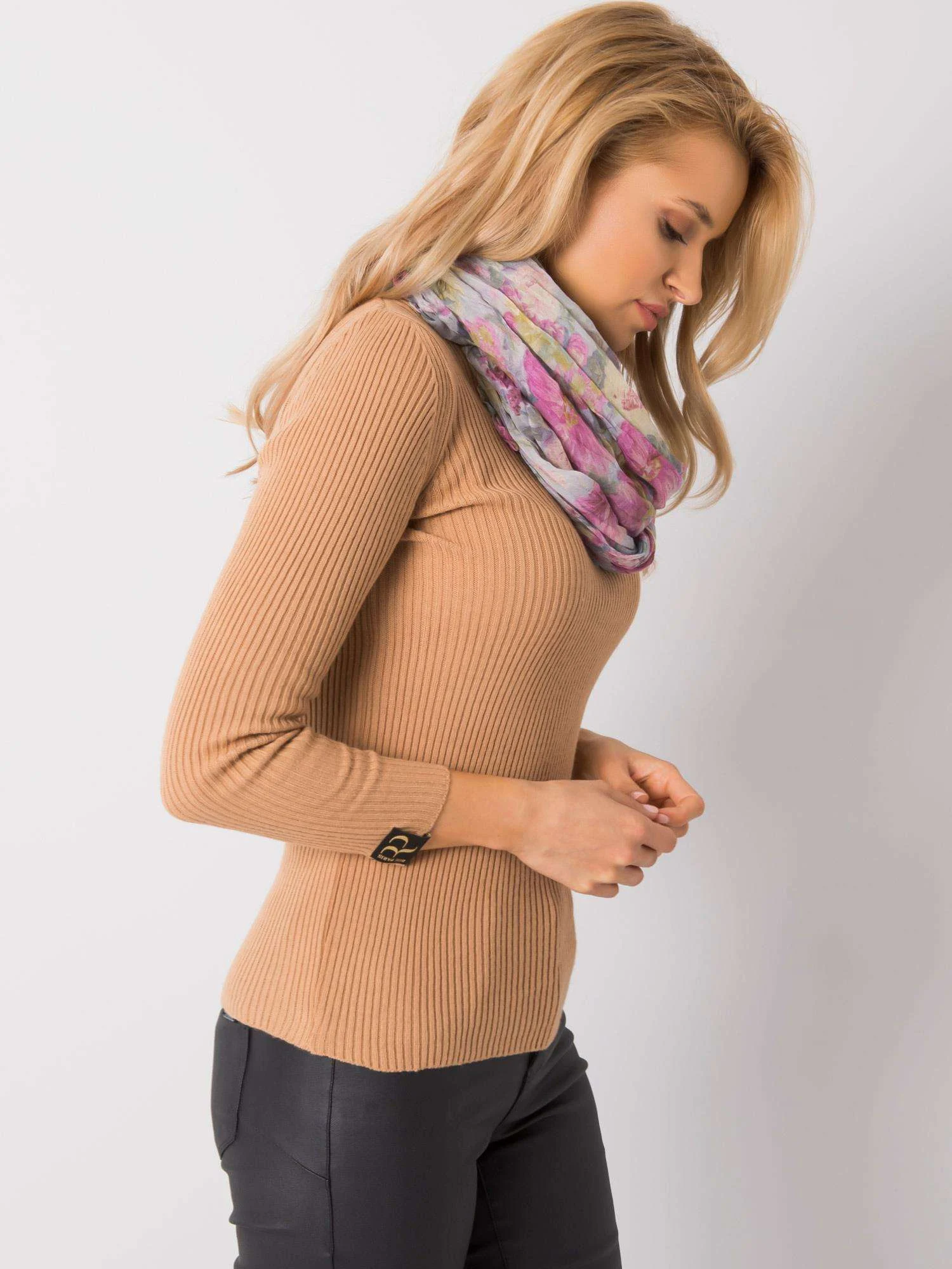 Bandana Dama Floral, Viscoza, Fashion Hunters, Gri - imagine 2
