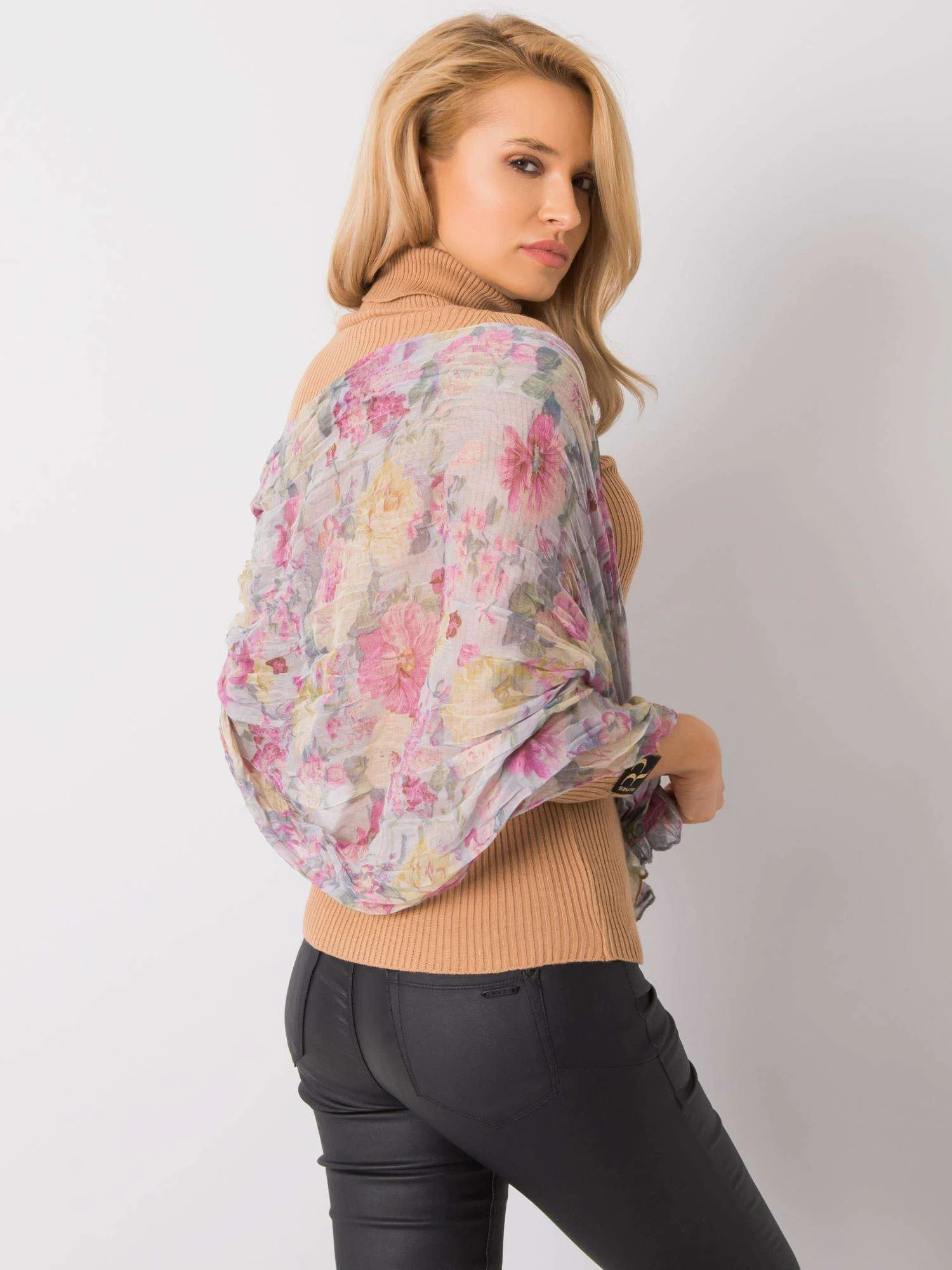 Bandana Dama Floral, Viscoza, Fashion Hunters, Gri - imagine 4