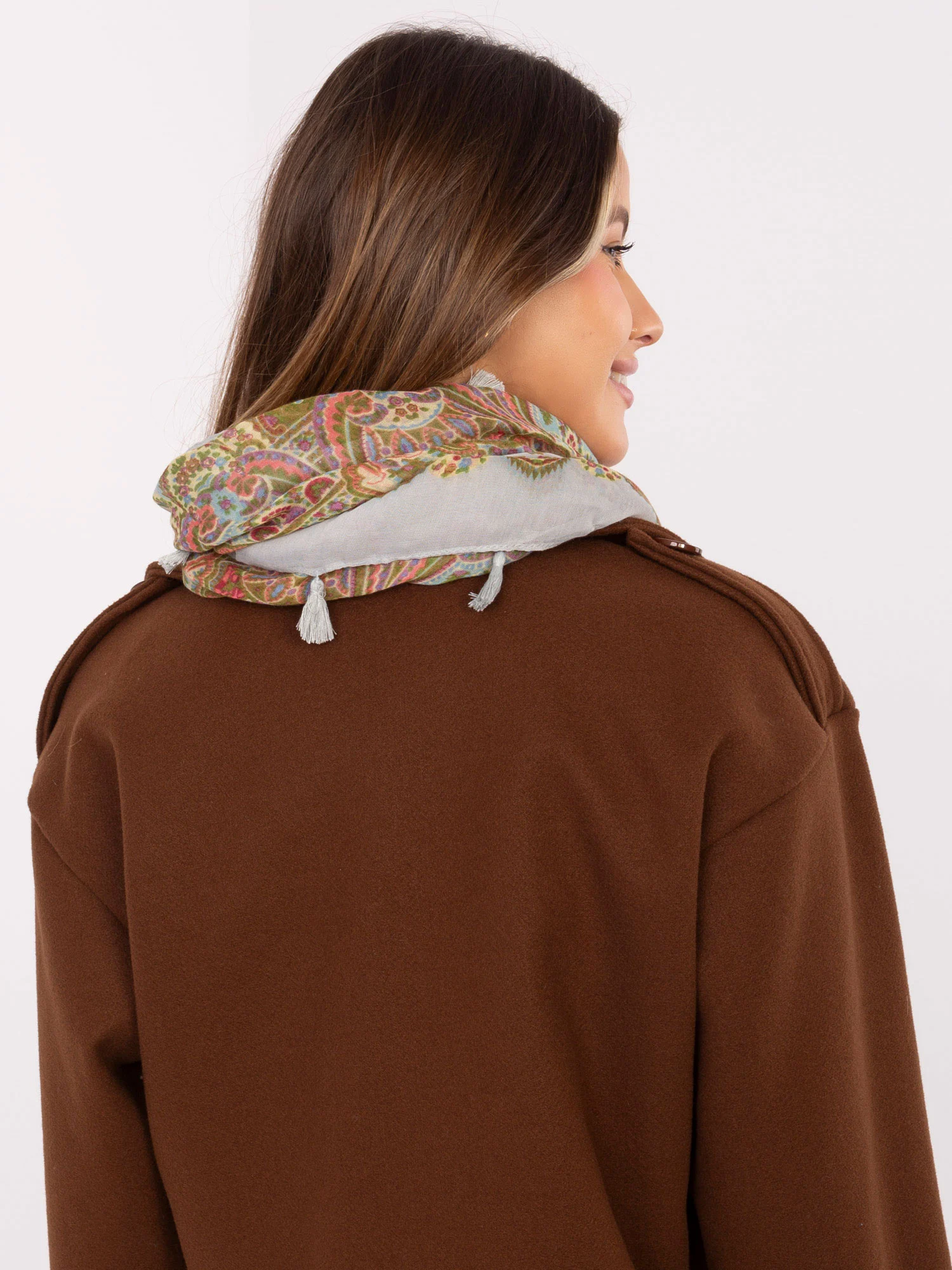 Bandana Dama Imprimat, Viscoza, Fashion Hunters, Gri - imagine 2