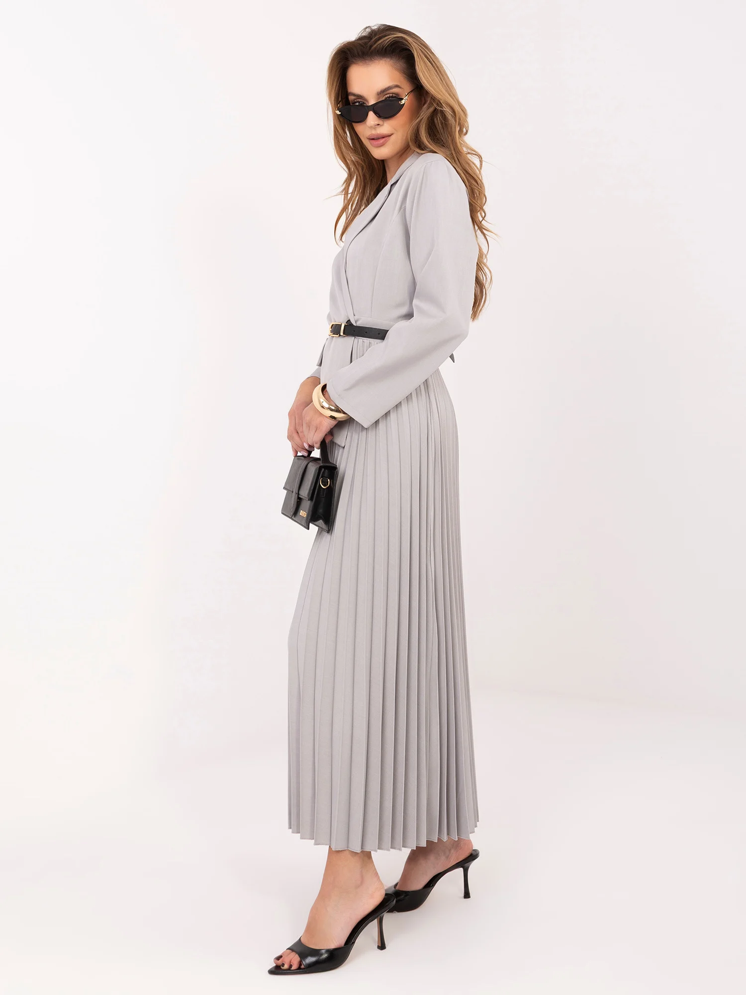 Rochie Dama Maxi, Lejera, RUE PARIS, Gri Eleganta Office - imagine 5