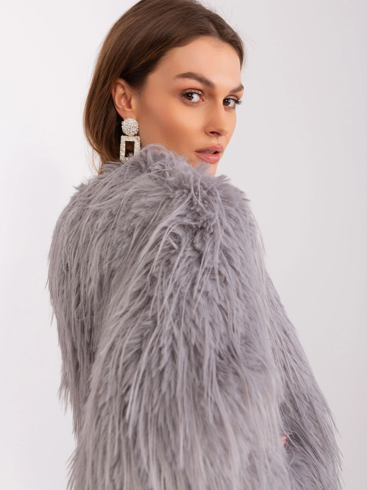 Jacheta Dama Maneca lunga, Elegant, Wool Fashion Italia, Gri de Petrecere - imagine 3