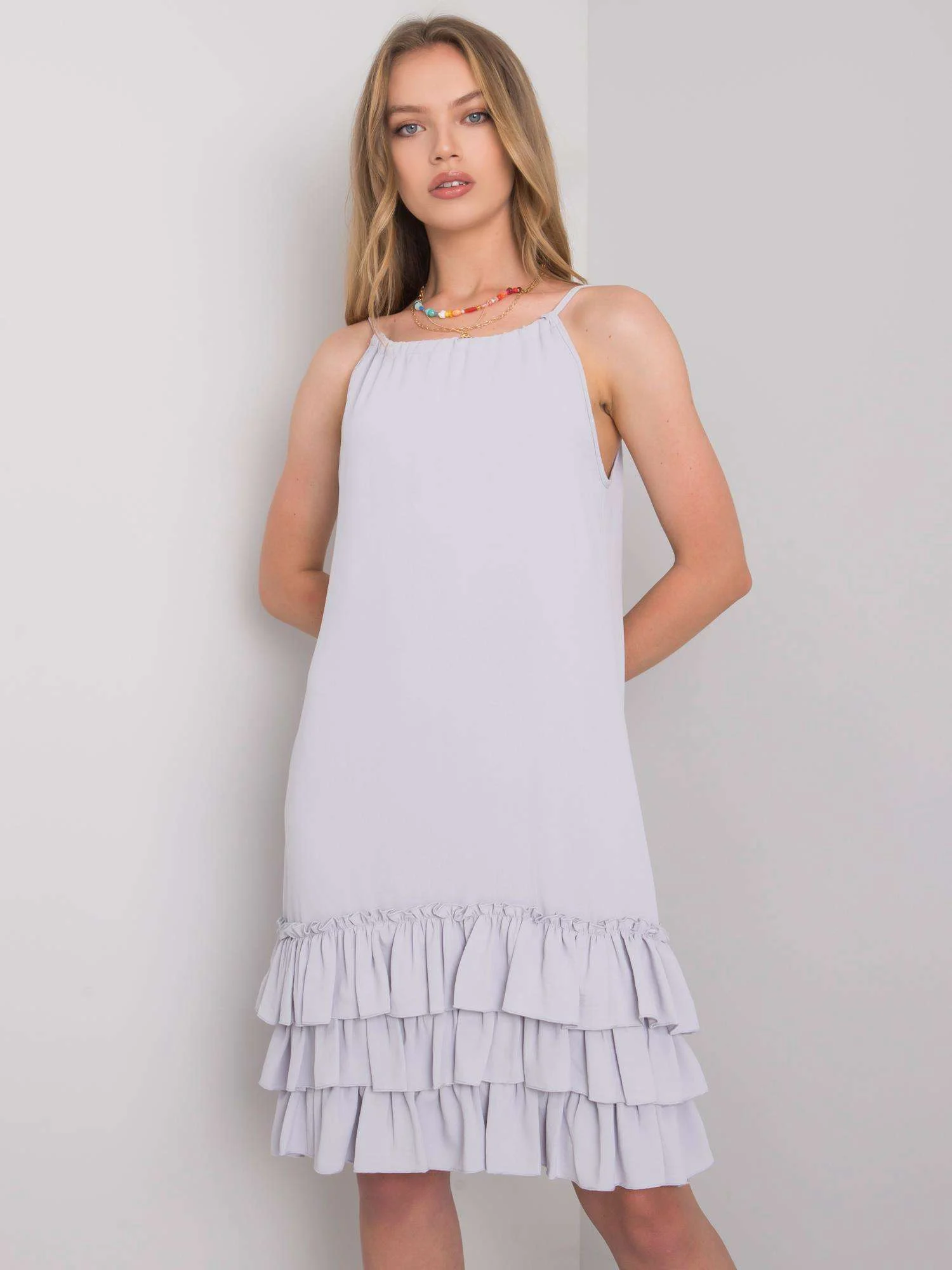 Rochie Dama Mini, Decolteu rotund, RUE PARIS, Gri de Ocazie Nunta - Image 5