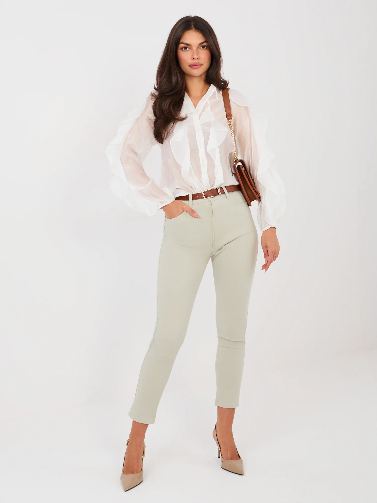 Blugi Dama Conica, Guler inalt, M.Sara, Gri Eleganta Office - imagine 2