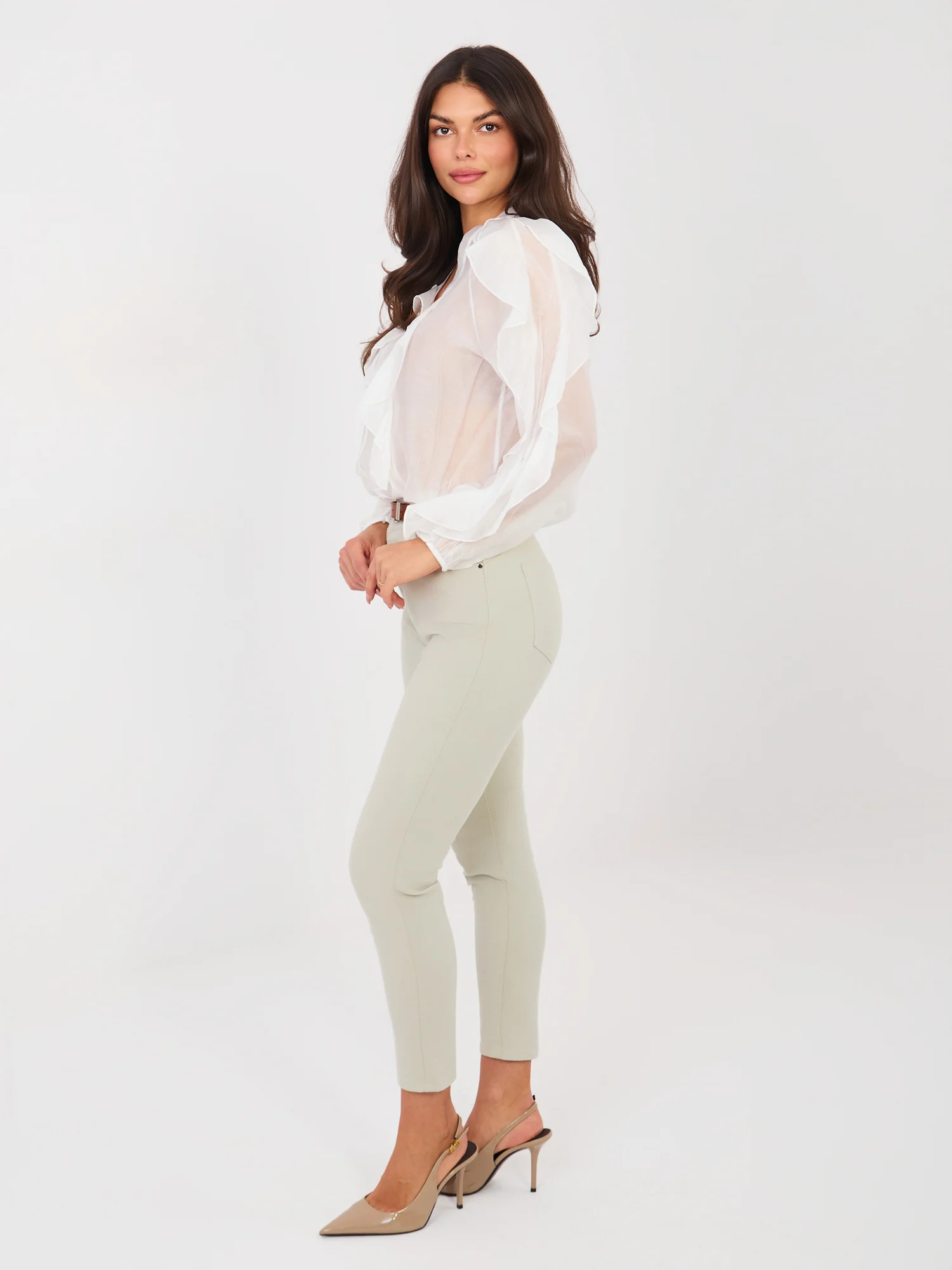 Blugi Dama Conica, Guler inalt, M.Sara, Gri Eleganta Office - imagine 5