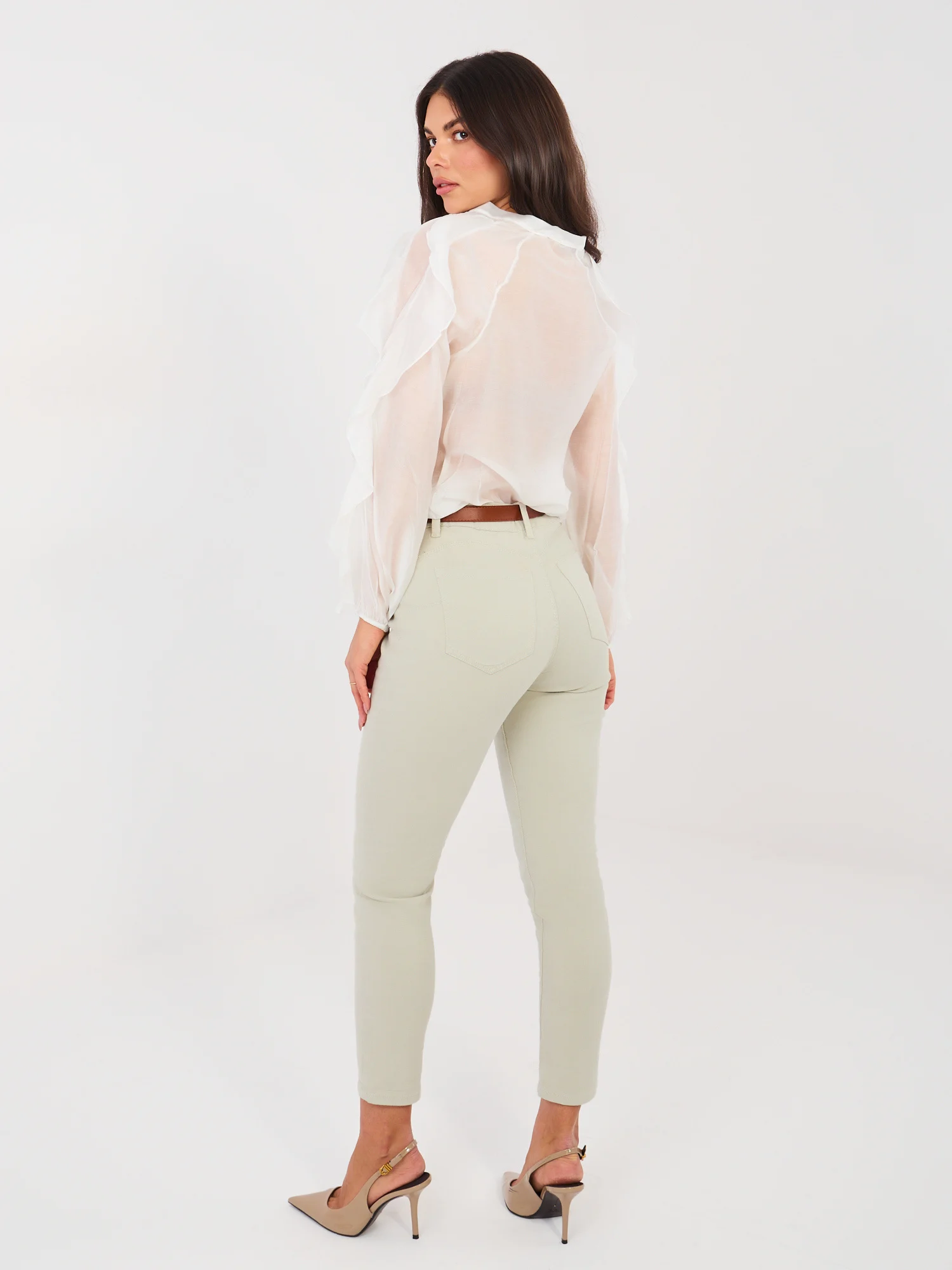 Blugi Dama Conica, Guler inalt, M.Sara, Gri Eleganta Office - imagine 4