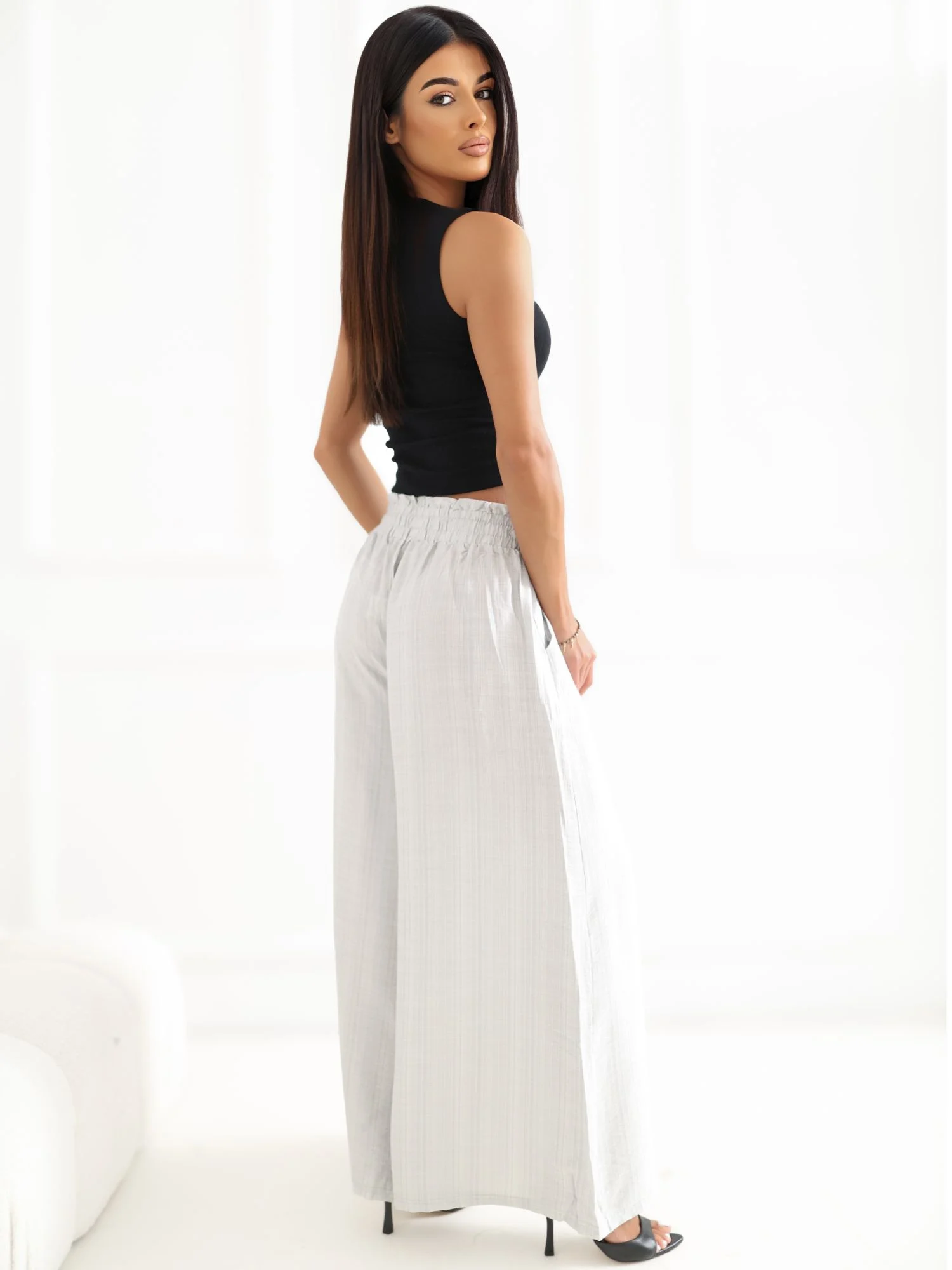 Pantaloni Dama 7/8, Larga, LUNA&MIELE, Gri - imagine 7