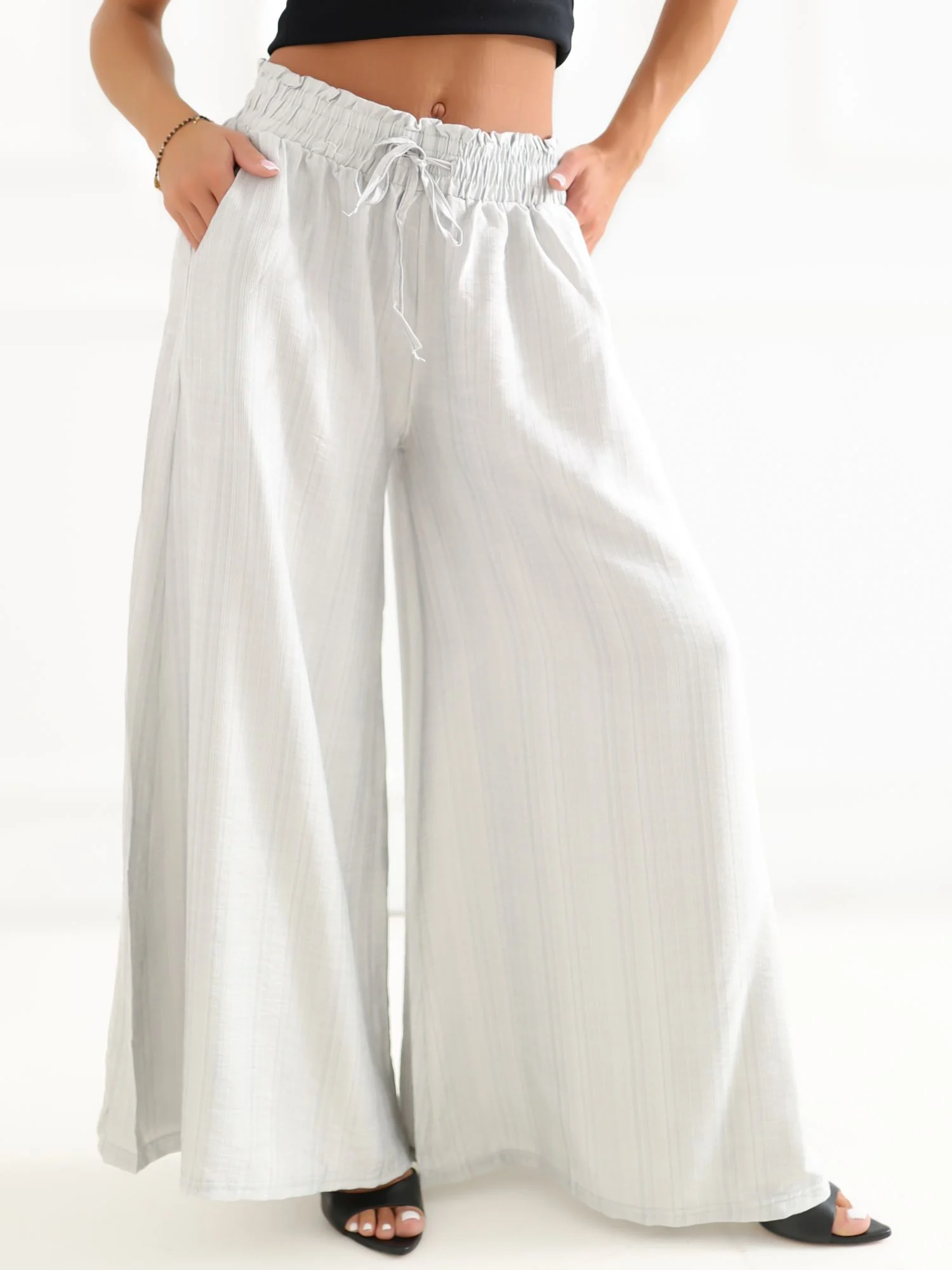 Pantaloni Dama 7/8, Larga, LUNA&MIELE, Gri - imagine 4
