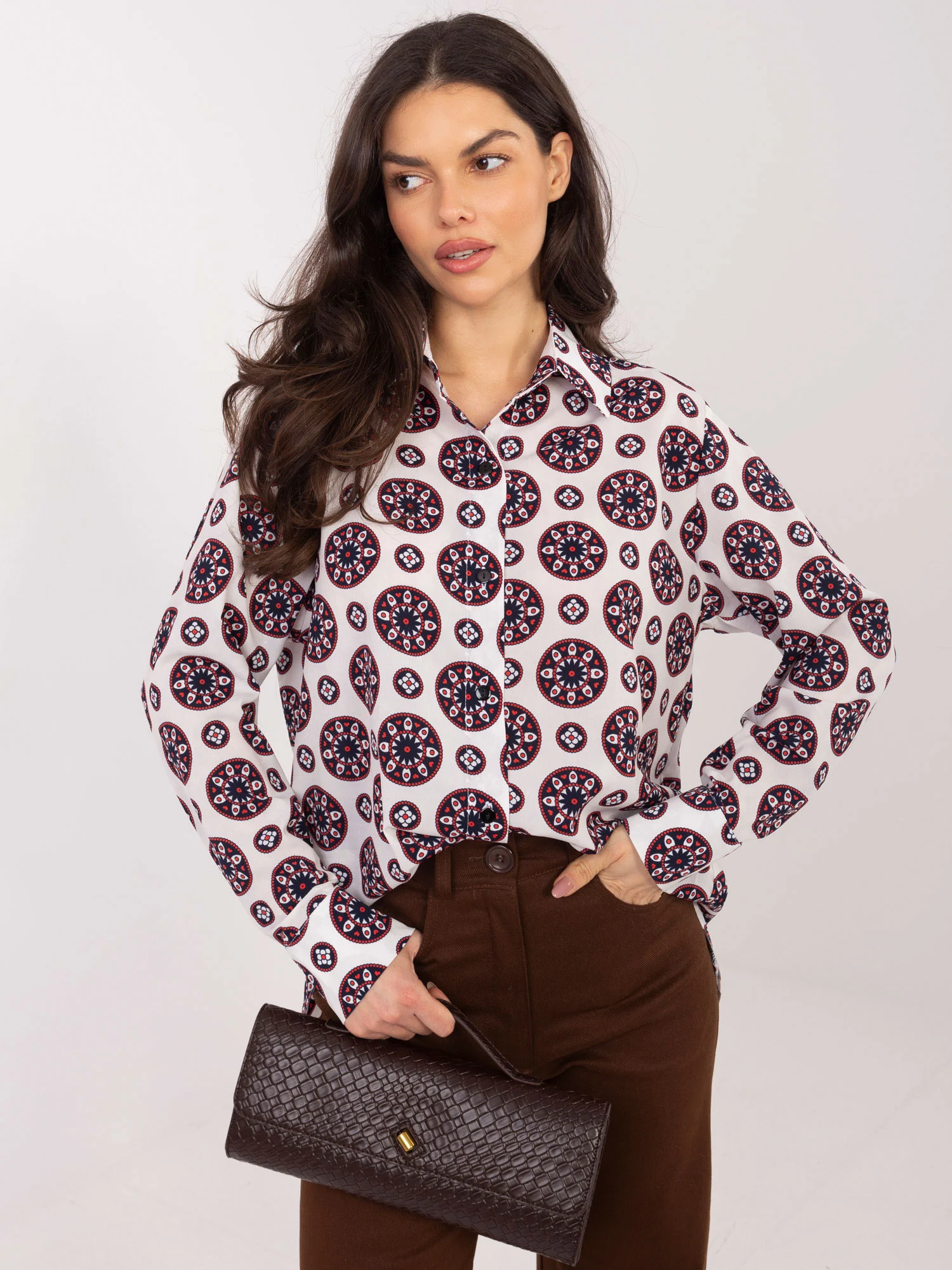 Camasa Dama Maneca lunga, Elegant, LAKERTA, Rosu Eleganta Office - imagine 5