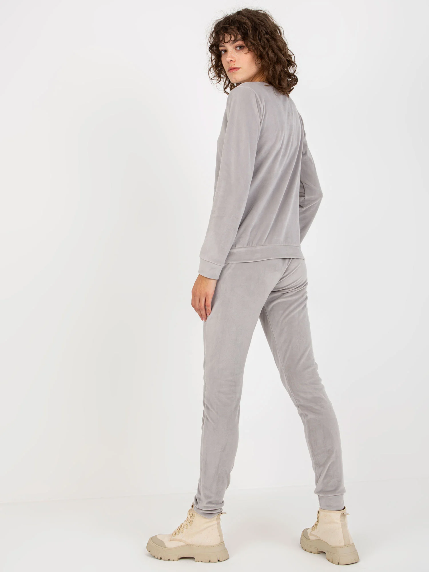 Compleu Dama Maneca lunga, Mansete elastice, RELEVANCE, Gri Casual - Image 6