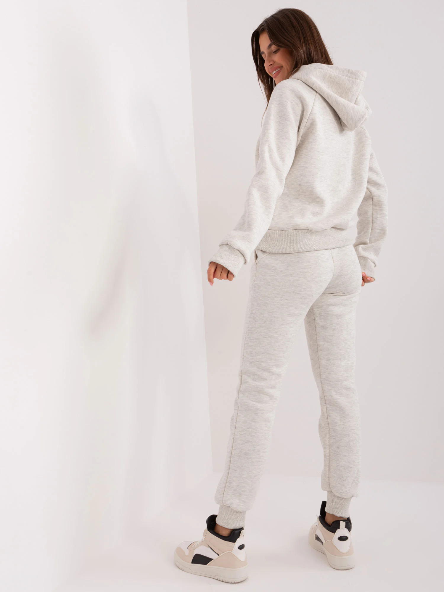 Compleu Dama Maneca lunga, Sport, ex moda, Gri Casual - imagine 4