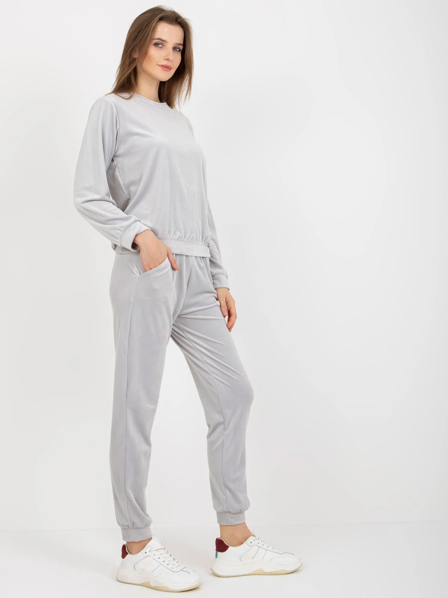 Compleu Dama Lunga, Mansete elastice, RUE PARIS, Gri Casual - imagine 4