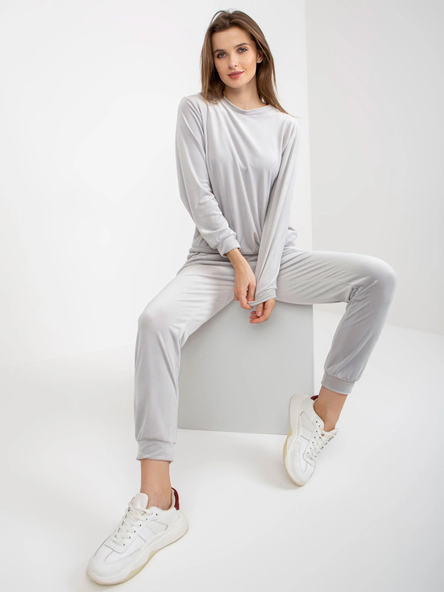 Compleu Dama Lunga, Mansete elastice, RUE PARIS, Gri Casual - imagine 3