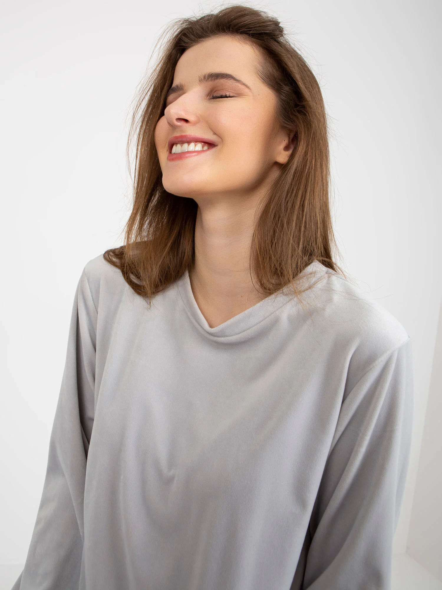 Compleu Dama Lunga, Mansete elastice, RUE PARIS, Gri Casual - imagine 2