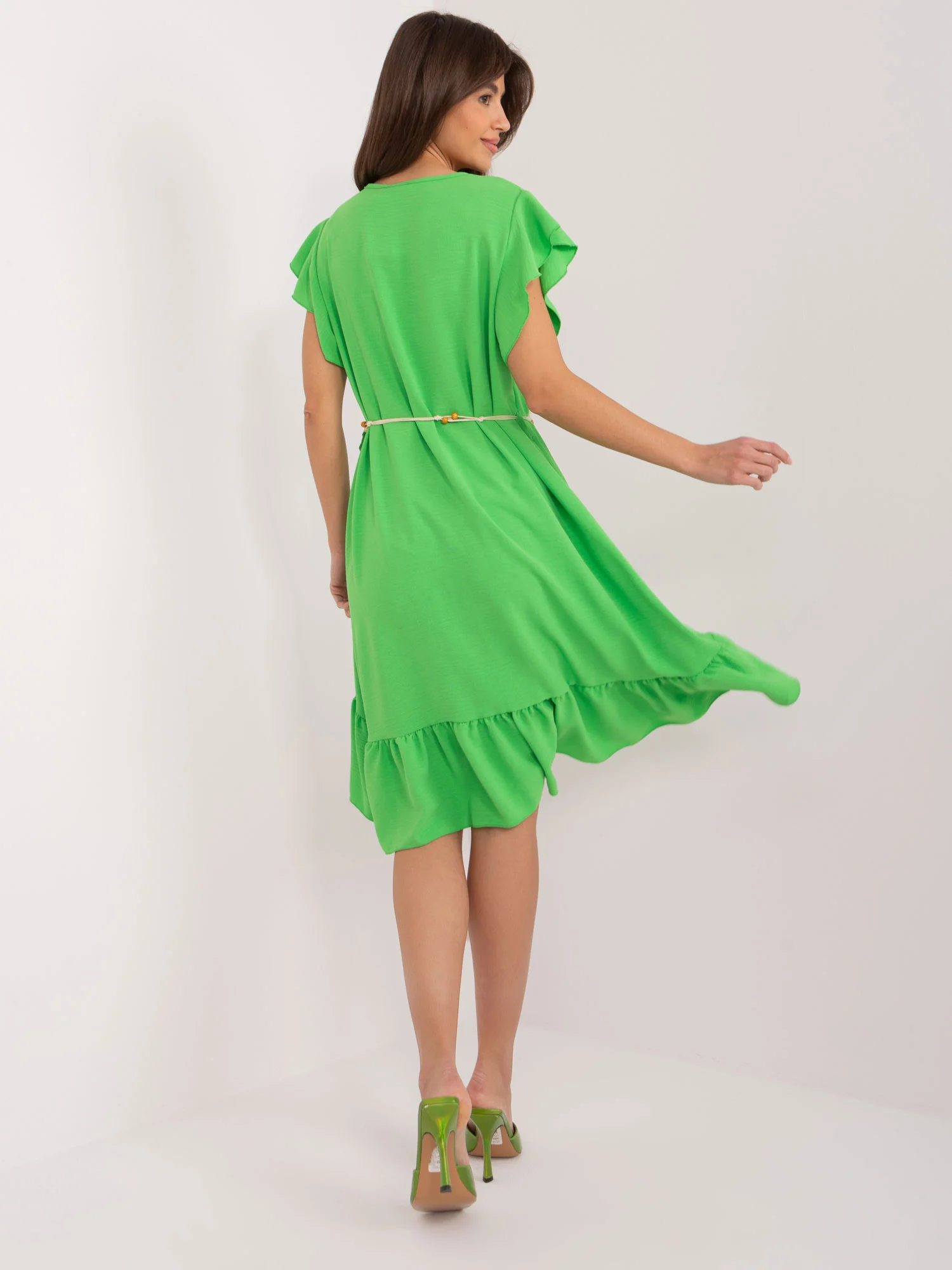 Rochie Dama Mini, Lejera, ITALY MODA, Verde de Vara - imagine 3