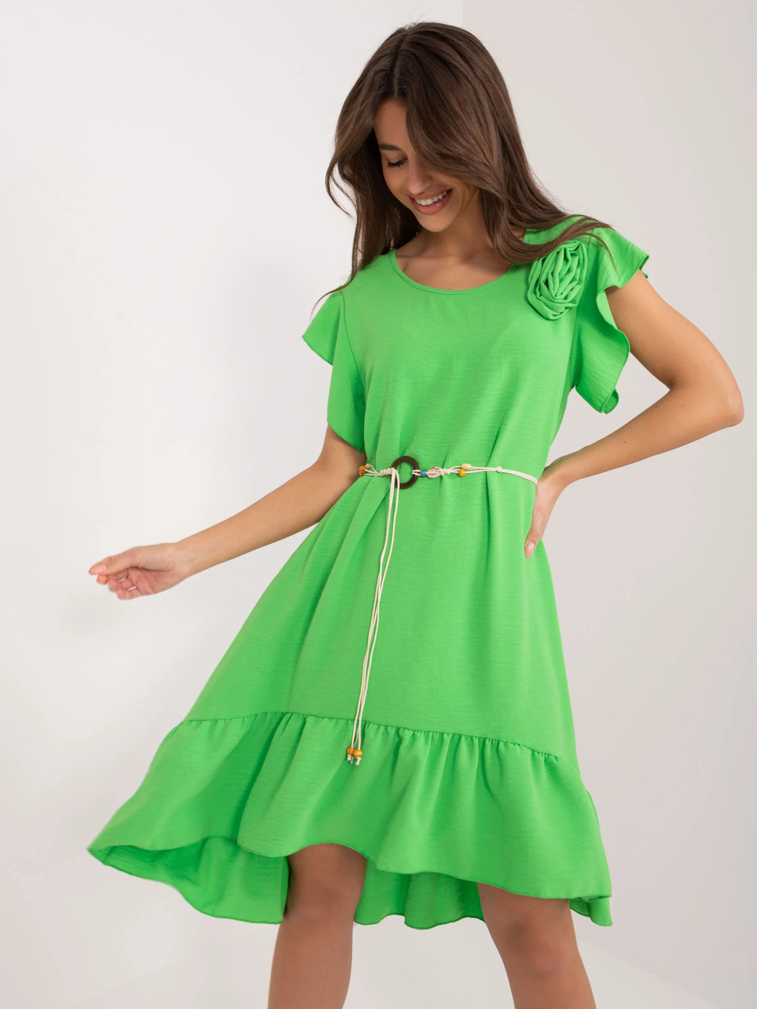 Rochie Dama Mini, Lejera, ITALY MODA, Verde de Vara - imagine 4