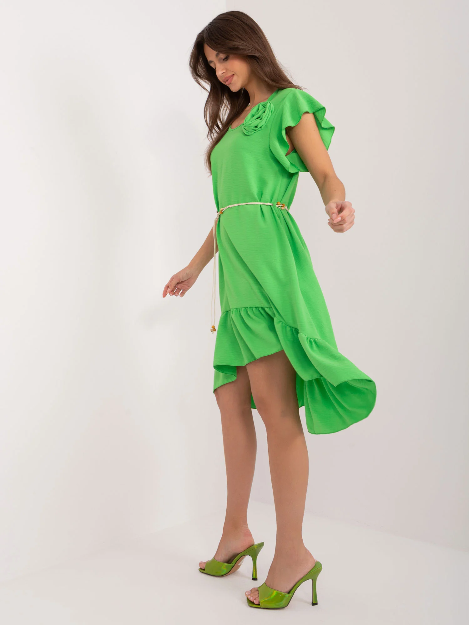 Rochie Dama Mini, Lejera, ITALY MODA, Verde de Vara - imagine 2