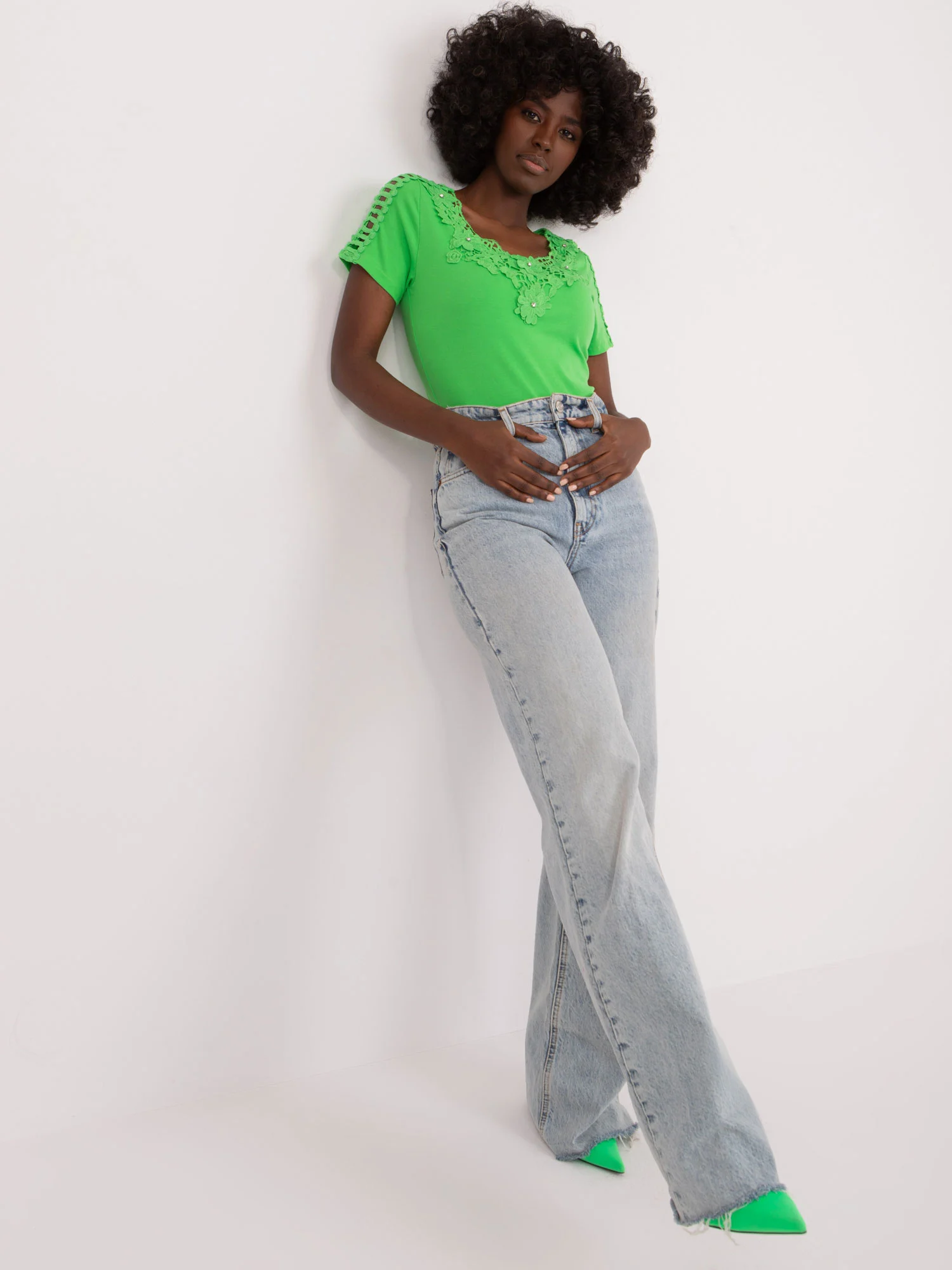 Bluza Dama Mini, Dantela, Ambitionfly, Verde Casual - imagine 2