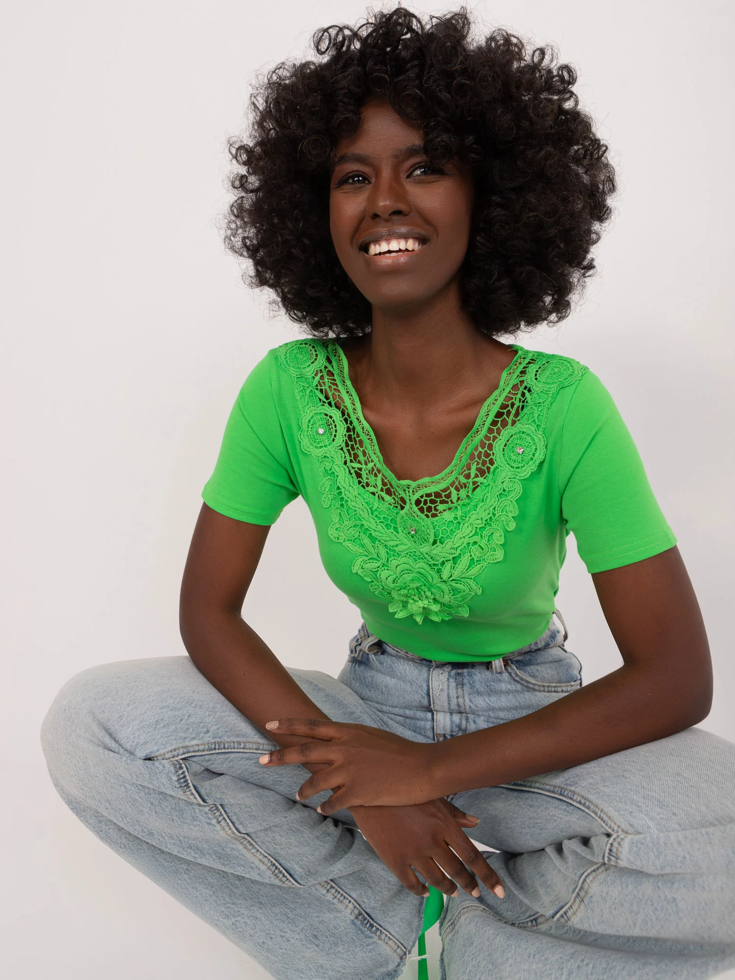Bluza Dama Mini, Dantela, Ambitionfly, Verde Casual - imagine 5