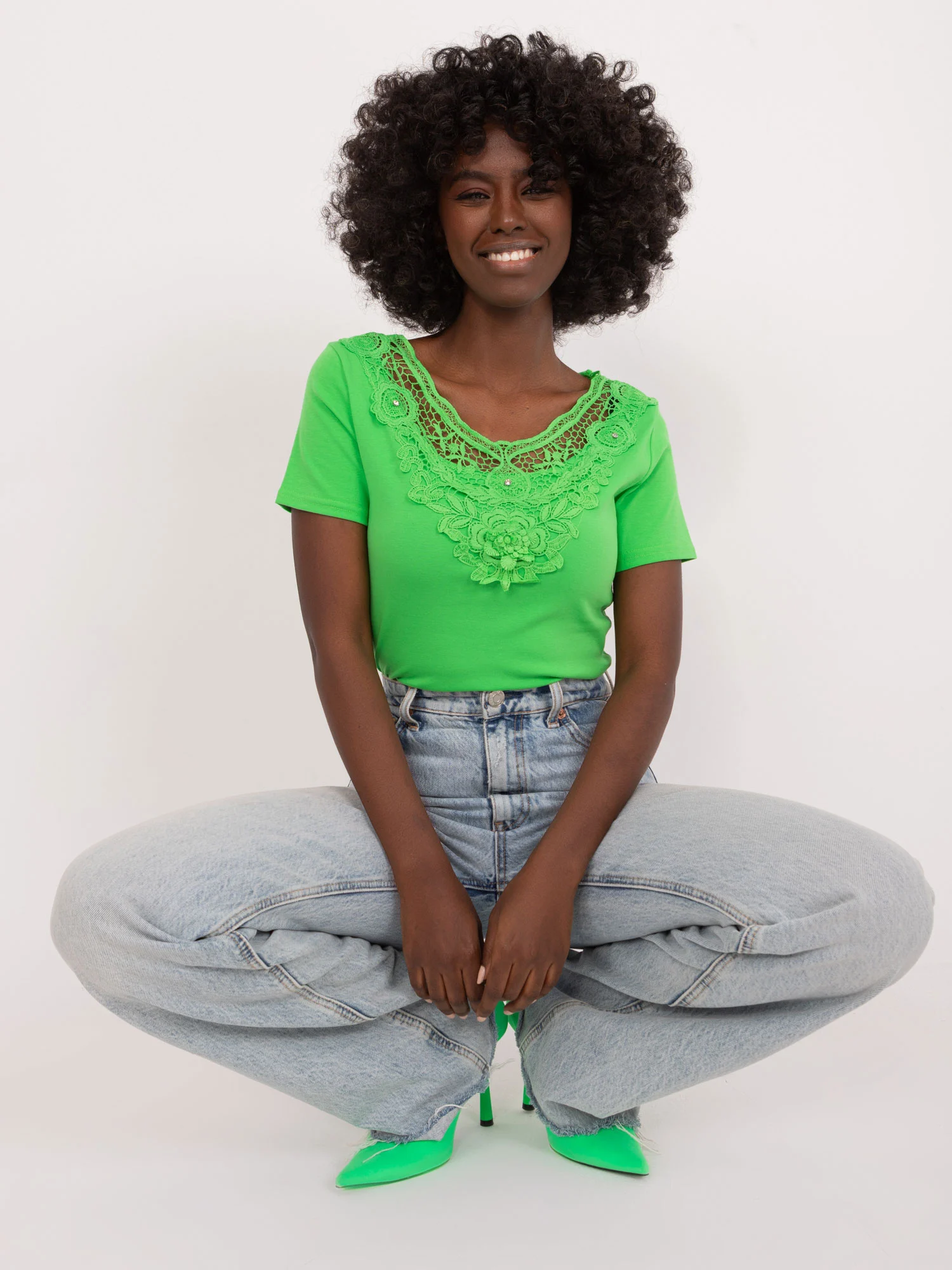 Bluza Dama Mini, Dantela, Ambitionfly, Verde Casual - imagine 2