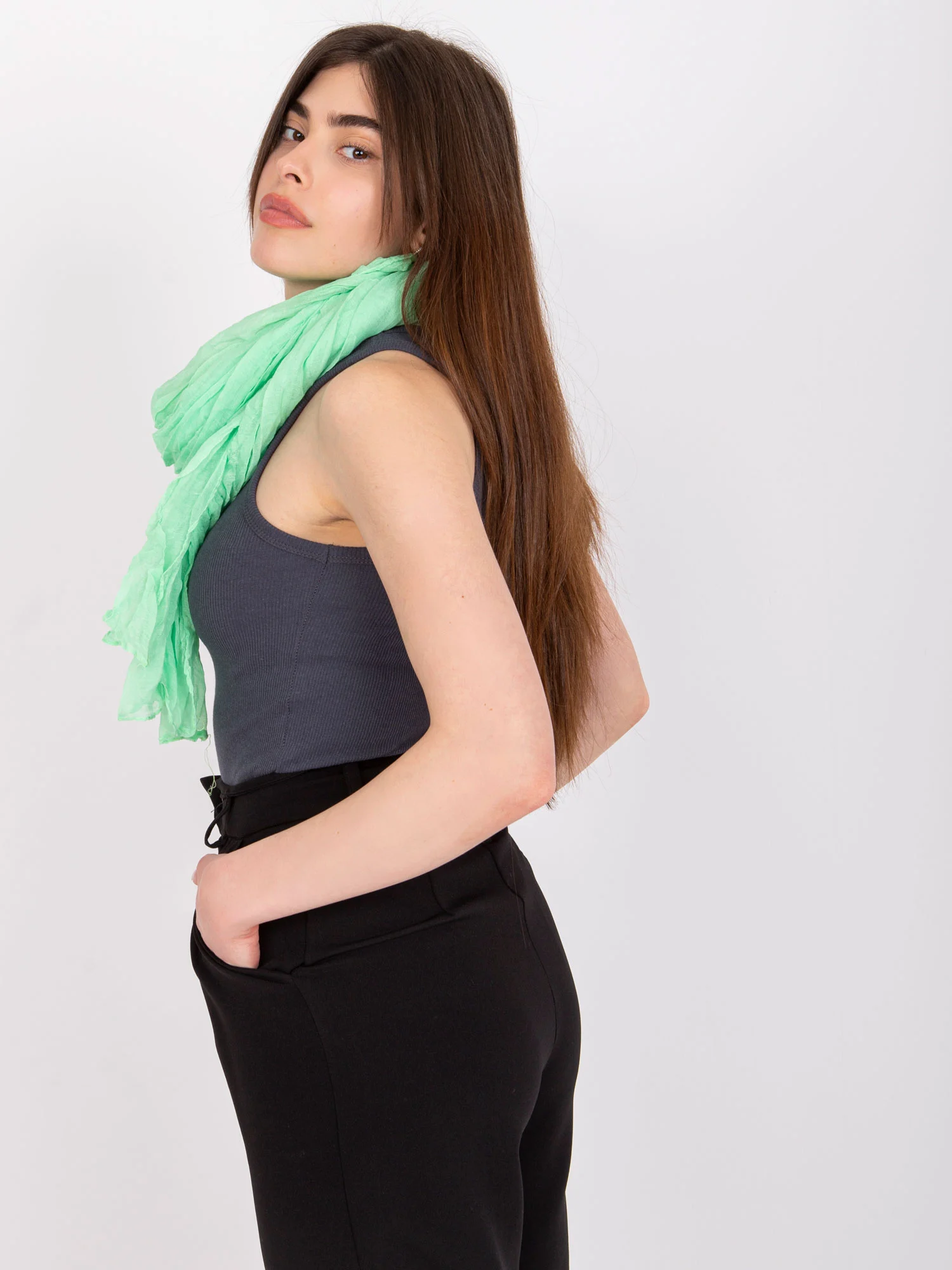 Bandana Dama Viscoza, Fashion Hunters, Verde - imagine 5