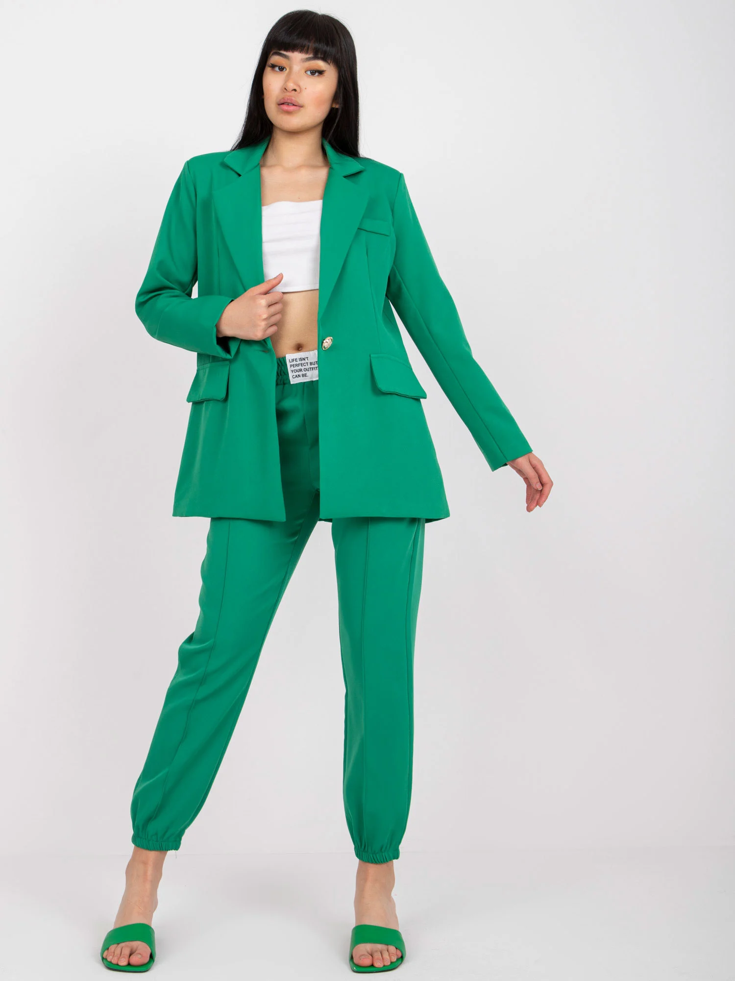 Sacou Dama Elegant, Poliester, ITALY MODA, Verde Eleganta Office Marimi Mari - imagine 3