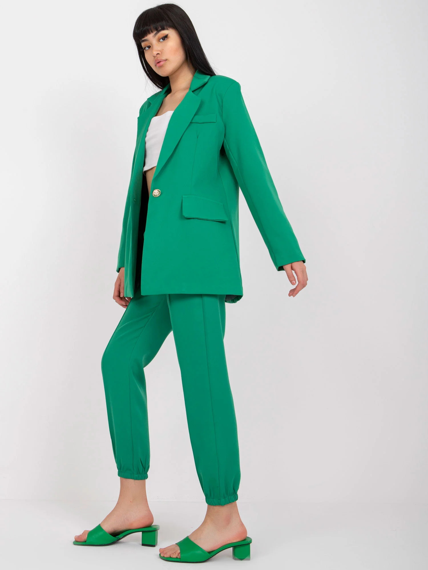Sacou Dama Elegant, Poliester, ITALY MODA, Verde Eleganta Office Marimi Mari - imagine 5