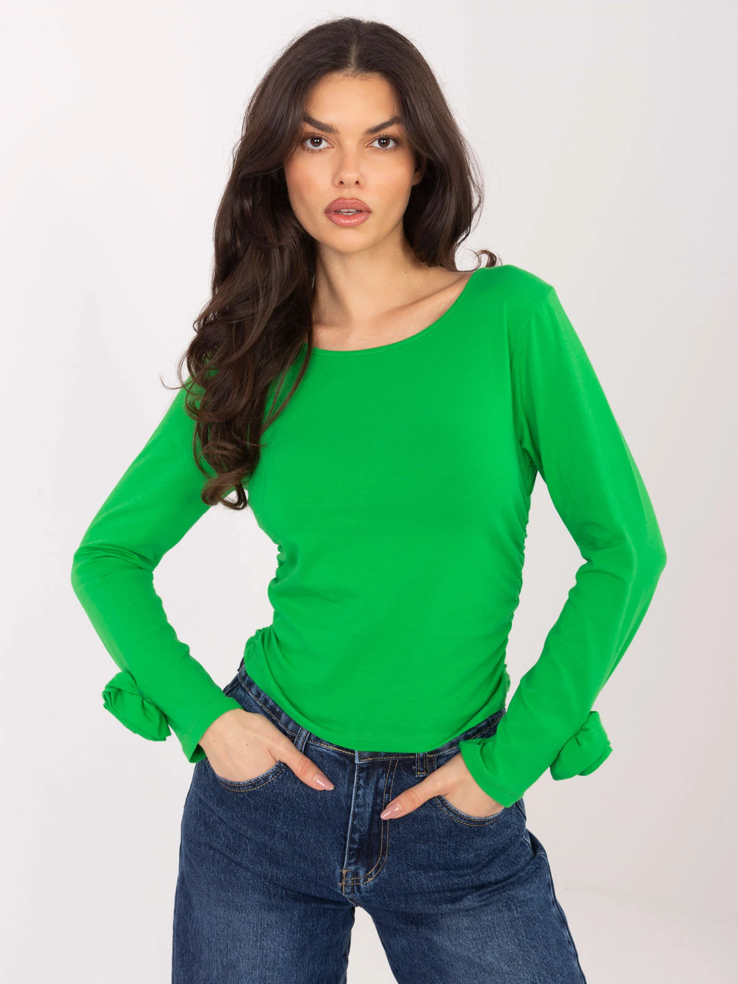 Bluza Dama Mini, Guler inalt, ITALY MODA, Verde Casual - imagine 2
